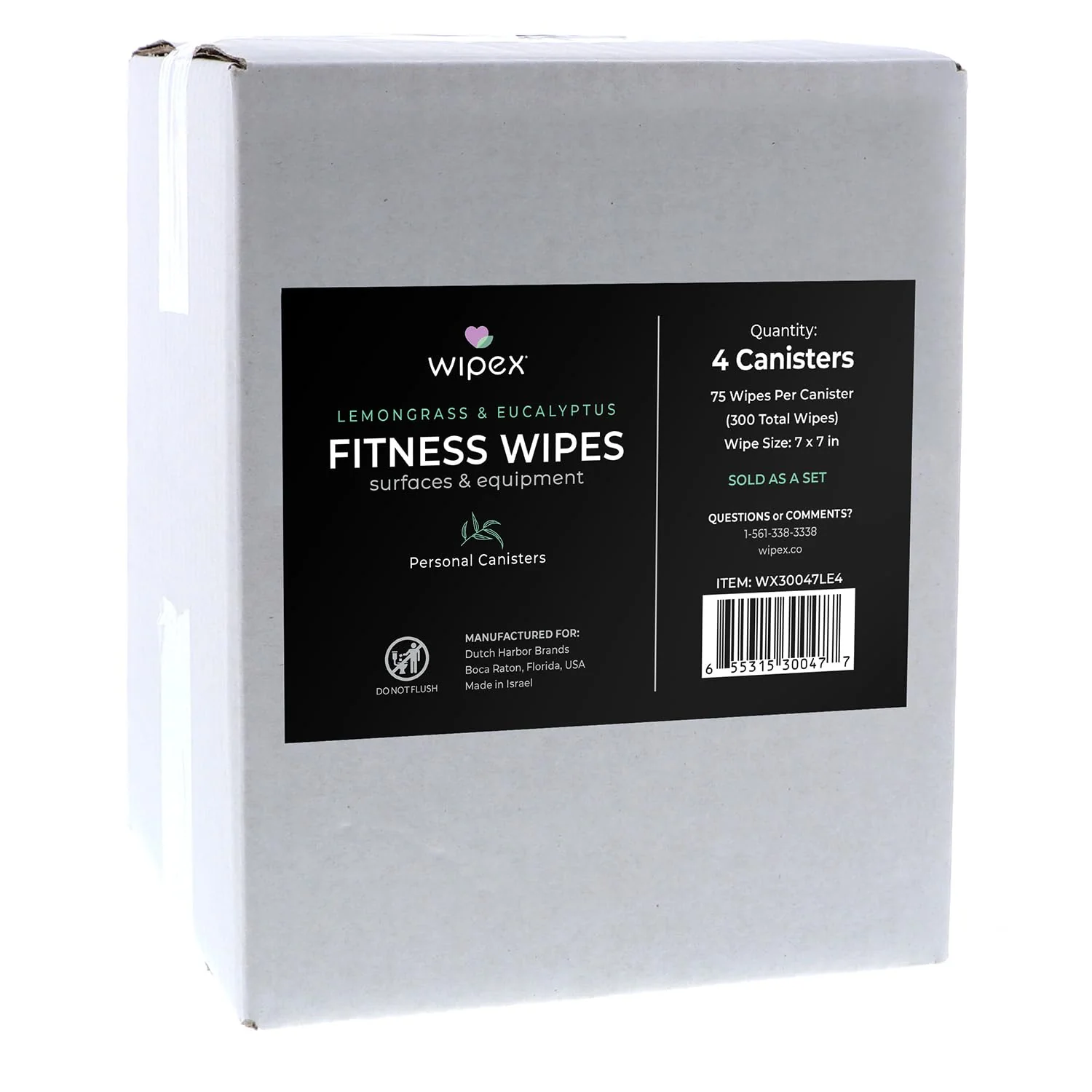 Wipex Natural Wipes for Fitness in Lemongrass & Eucalyptus, Gyms, Yoga, Peloton Cycles, Treadmills and Home, 75 Count (Pack of 4) - Image 2