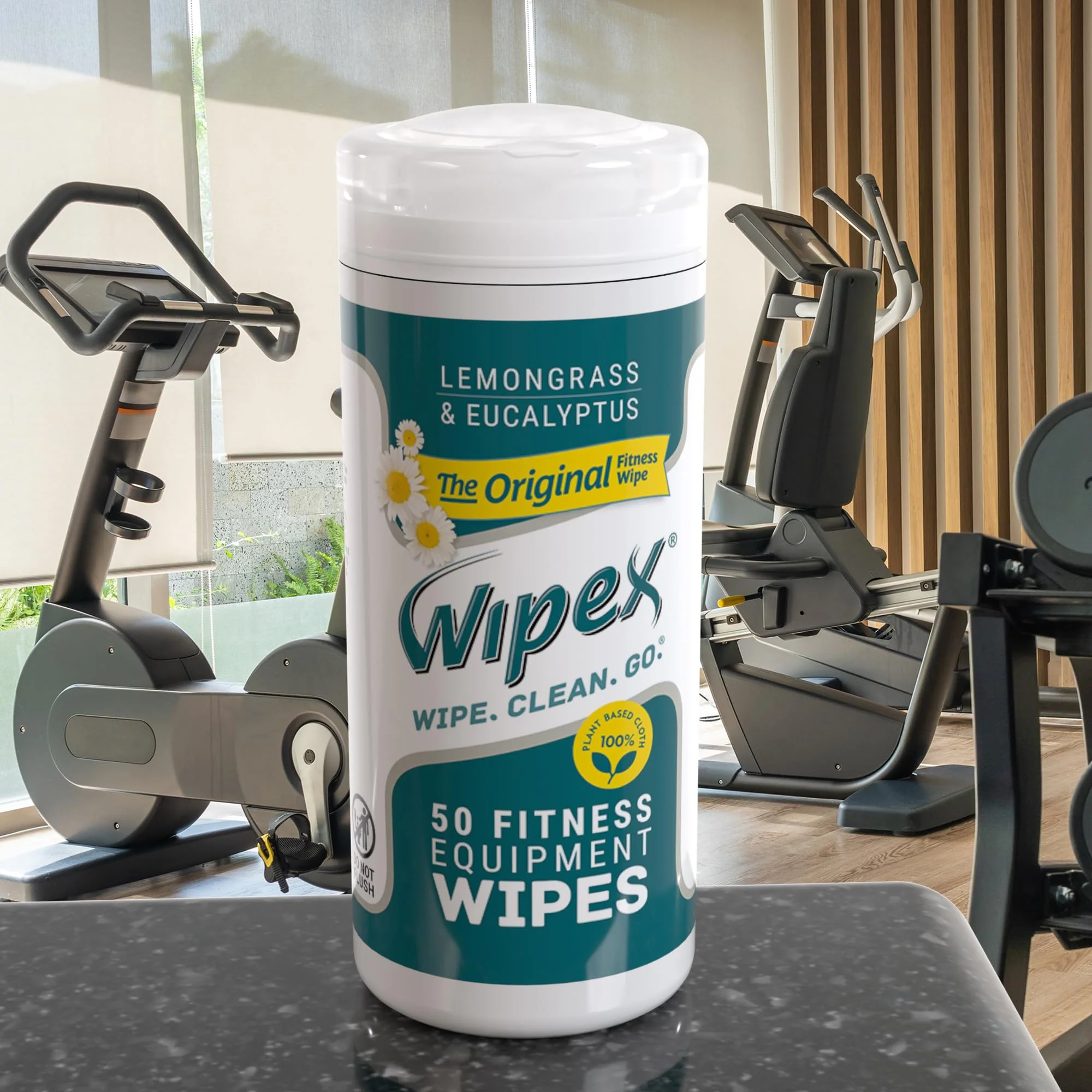 Wipex Original Fitness Equipment Wipes - EWG Verified - 50 Count Plant Based Gym Wipes for Equipment, Yoga Mat Cleaner, Peloton Cleaner, Lemongrass, Eucalyptus & Vinegar (Pack of 12) - Image 6