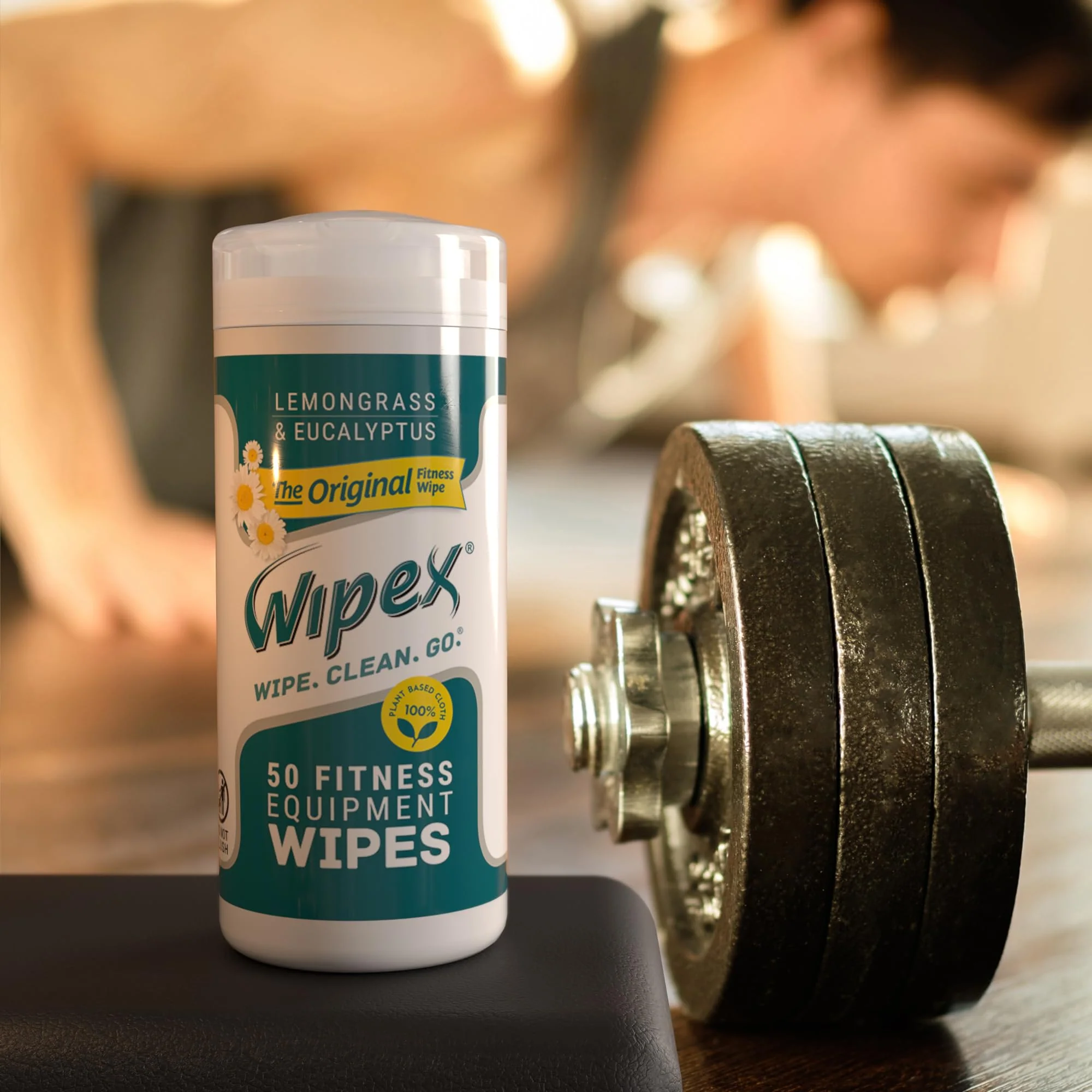 Wipex Original Fitness Equipment Wipes - EWG Verified - 50 Count Plant Based Gym Wipes for Equipment, Yoga Mat Cleaner, Peloton Cleaner, Lemongrass, Eucalyptus & Vinegar (Pack of 12) - Image 8