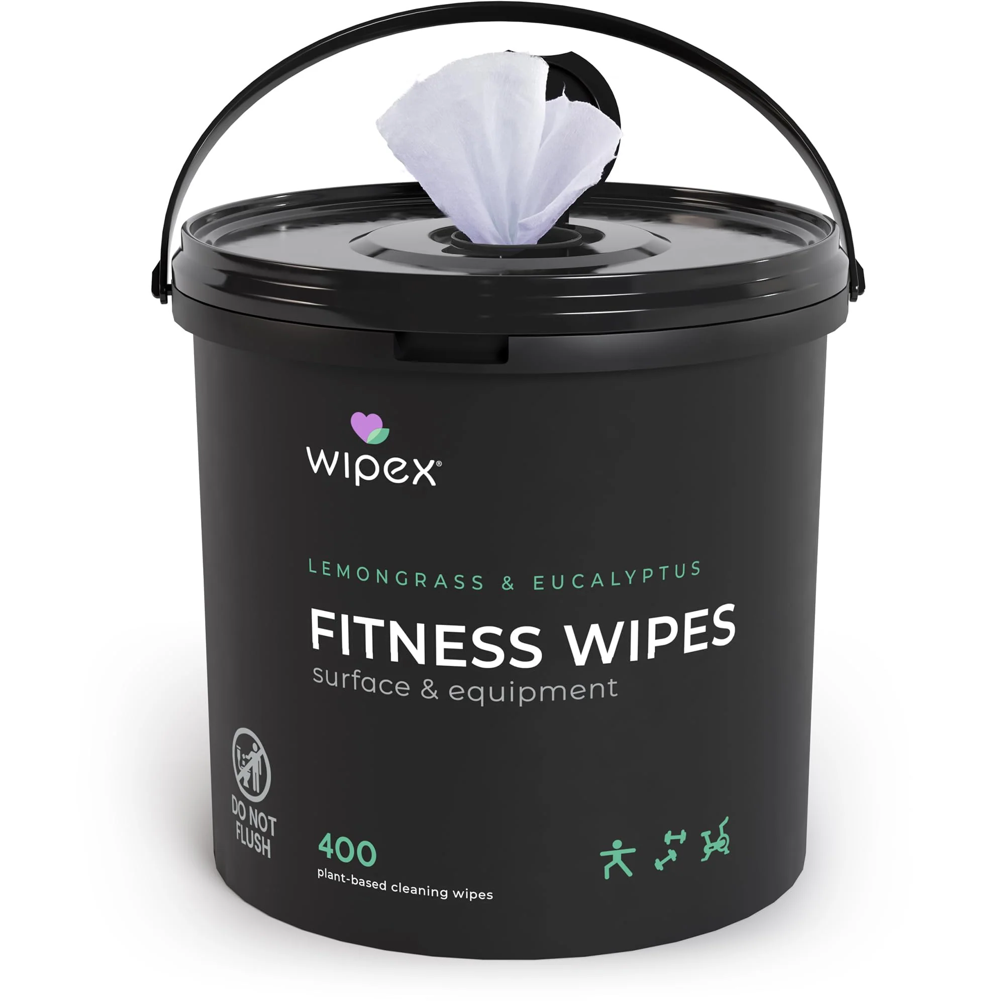 Wipex Yoga Mat Cleaner Wipes, EWG Verified, 400 Ct Plant-Based Lemongrass, Eucalyptus & Vinegar Wipes for Gym & Fitness Equipment & All Purpose Gym Cleaning - Safe for Peloton Bikes & Treadmills - Image 3
