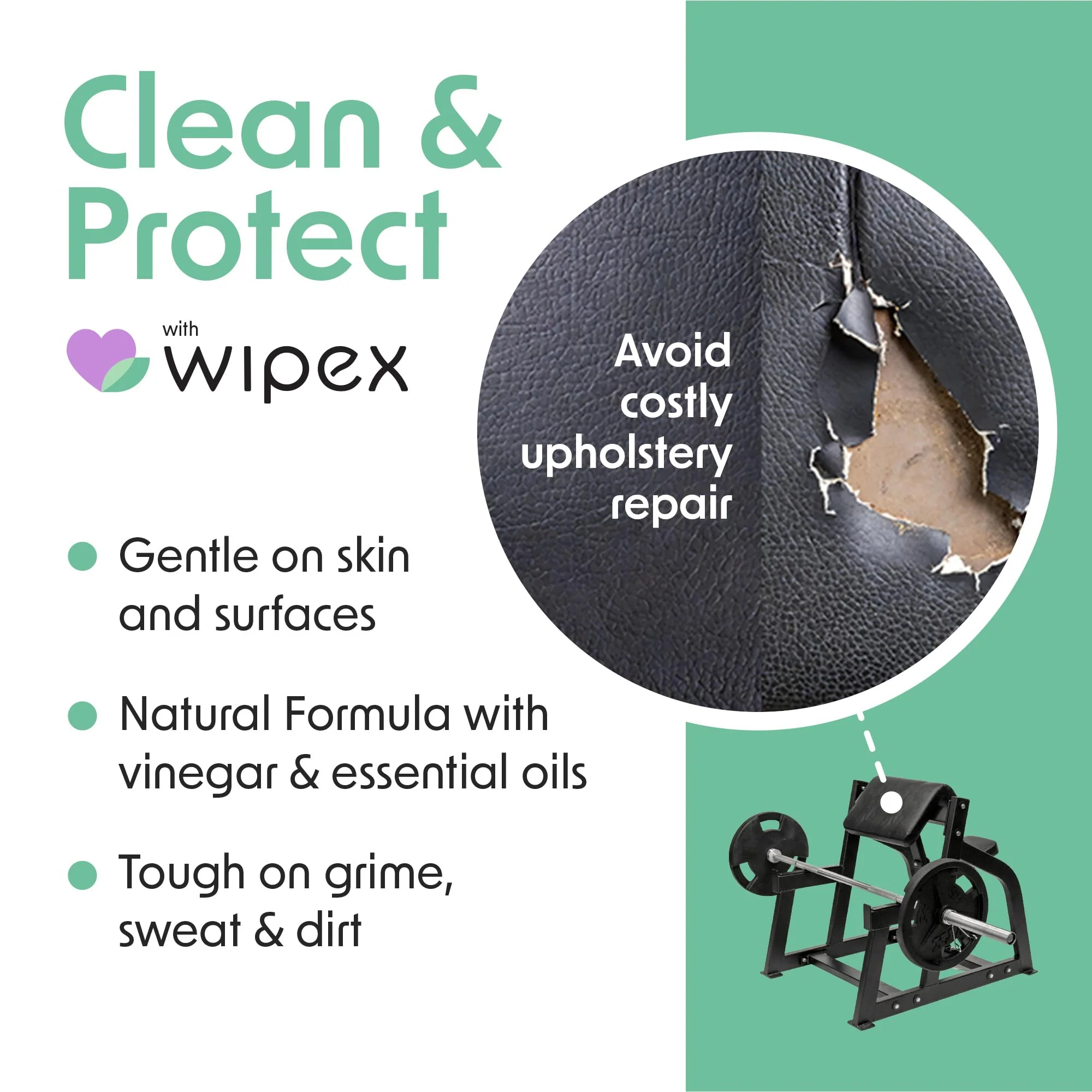 Wipex Yoga Mat Cleaner Wipes, EWG Verified, 400 Ct Plant-Based Lemongrass, Eucalyptus & Vinegar Wipes for Gym & Fitness Equipment & All Purpose Gym Cleaning - Safe for Peloton Bikes & Treadmills - Image 9