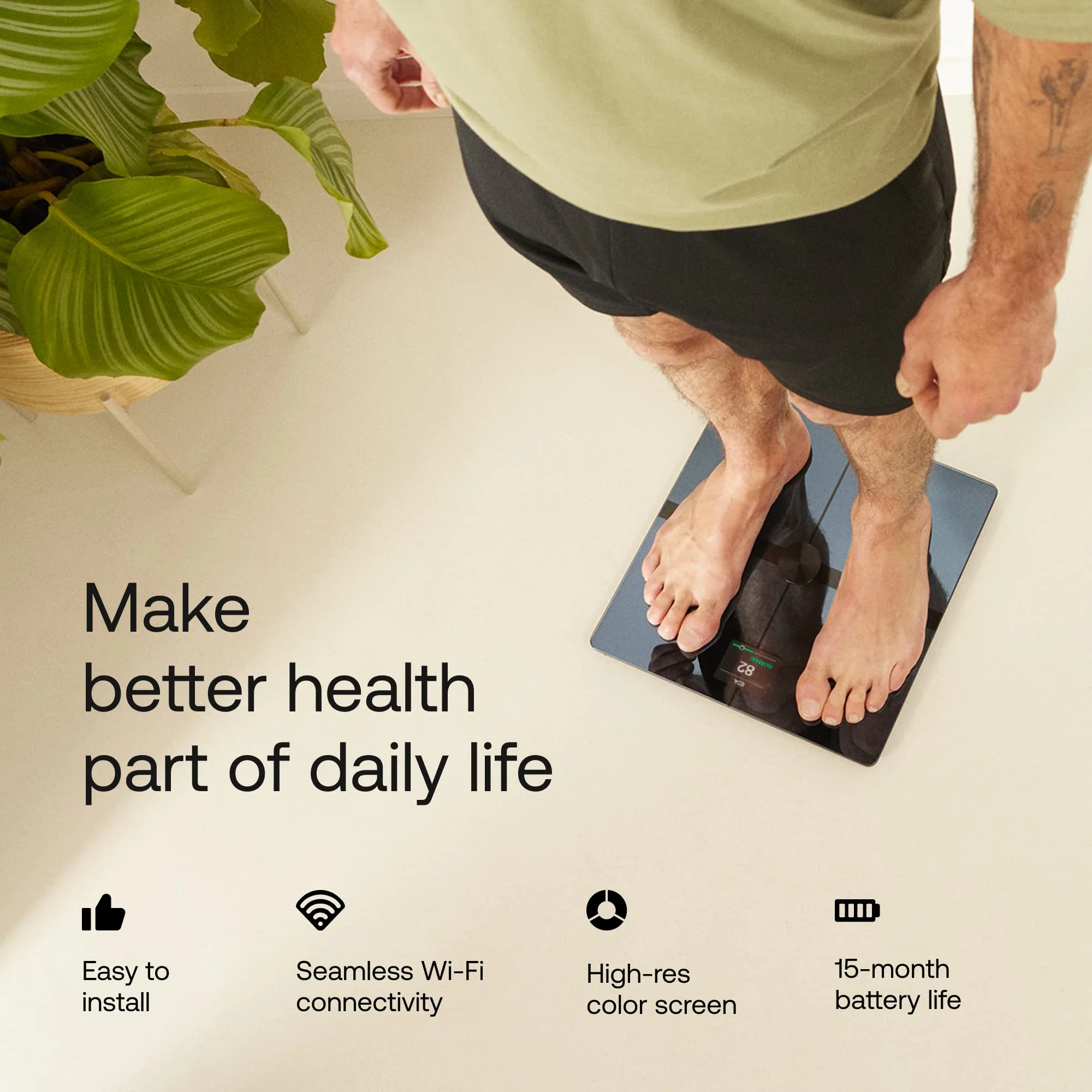 WITHINGS Body Smart - Accurate Scale for Body Weight and Fat Percentage, Body Composition Scales Wi-Fi and Bluetooth Weight Scale, Apple Health / Google Fit Compatible, Digital Bathroom Scale - Image 3