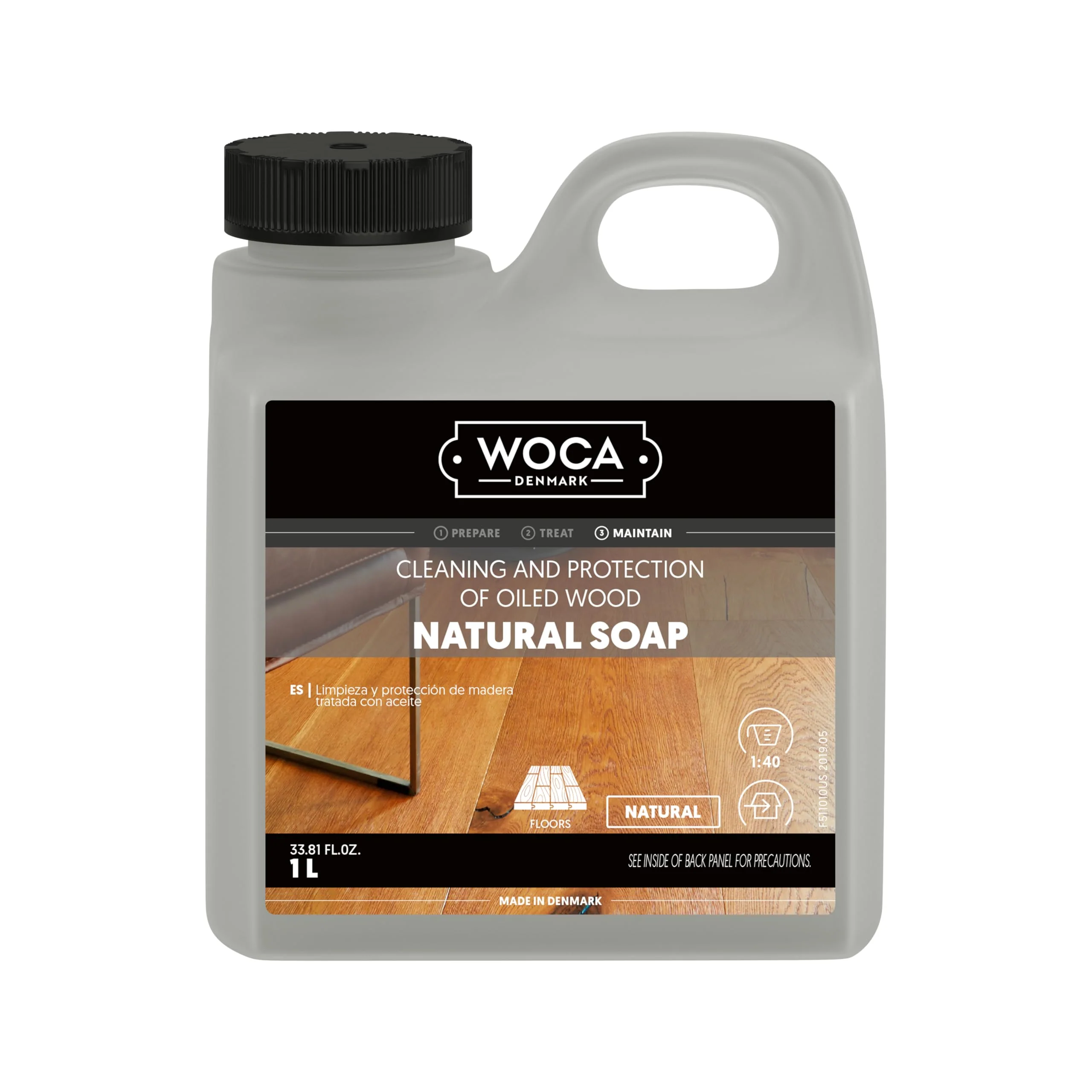 WOCA Natural Soap, Natural 1L - Concentrated Wood Cleaner for oil finished hardwood floors, tables, millwork, cutting boards, countertops and butcher block - Image 8