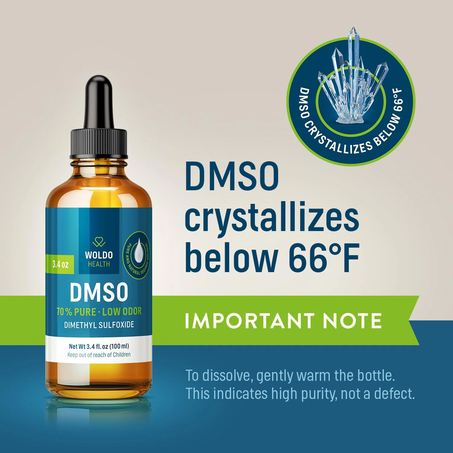 WoldoHealth DMSO 70% with Demineralized Water 30% - Pharmaceutical Grade Glass Bottle 3.38oz with Dropper - Image 6