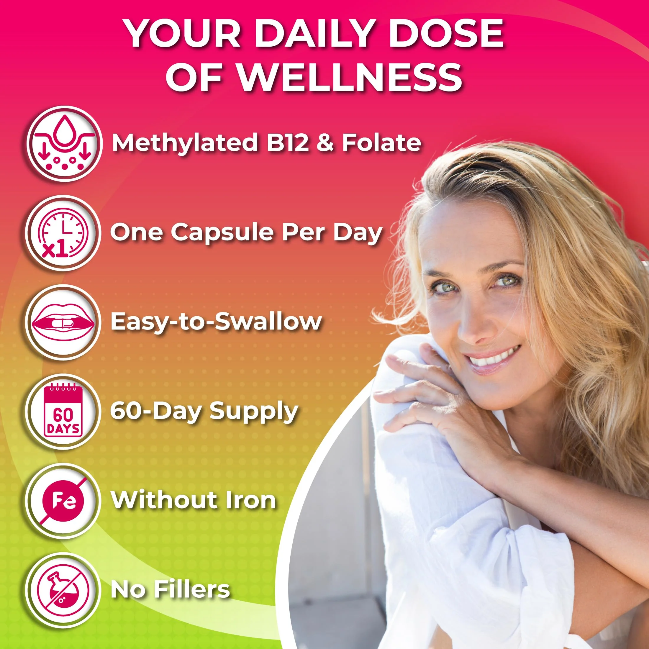 Women's Daily Multivitamin 50 Plus - Vegan Methylated Multivitamin for Women 50 and Over with Biotin, Organic Superfoods & Lutein - Eye, Energy, Gut & Optimal Health Support - Easy to Swallow Capsules - Image 2