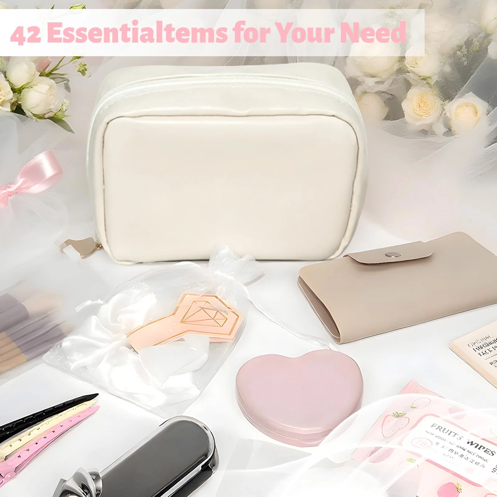 Women's Wedding Emergency Kit for Bride Wedding Survival Set with Makeup Bag, 42 Pc Wedding Daily Travel Essential Items - Image 7