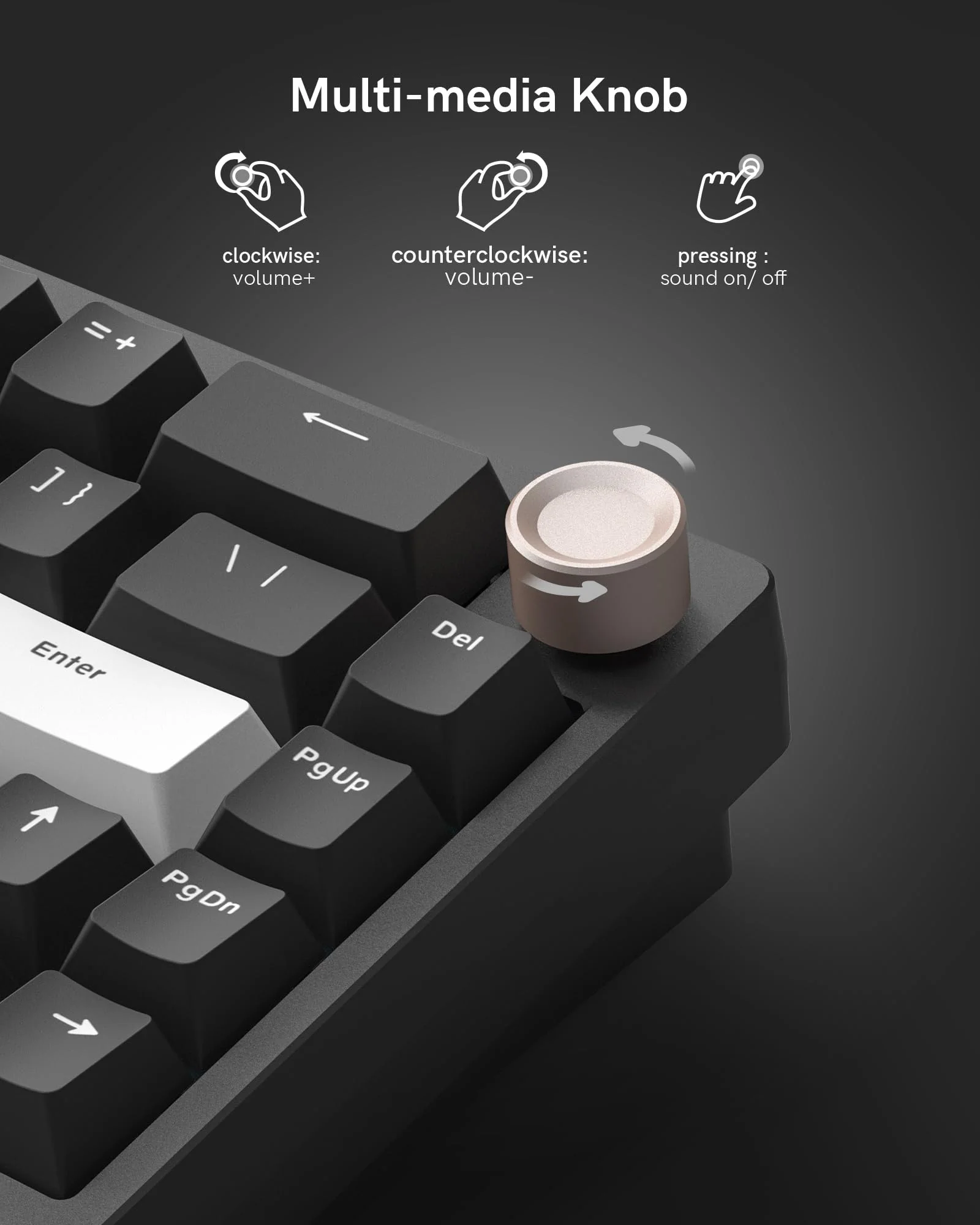 Womier SK65 Wireless Mechanical Gaming Keyboard, 60 Percent Retro Creamy Aluminium Keyboard, Bluetooth 5.0/2.4GHz/USB-C Wired Hot Swappable Custom RGB Backlit for Mac Computer PC (Black) - Image 6