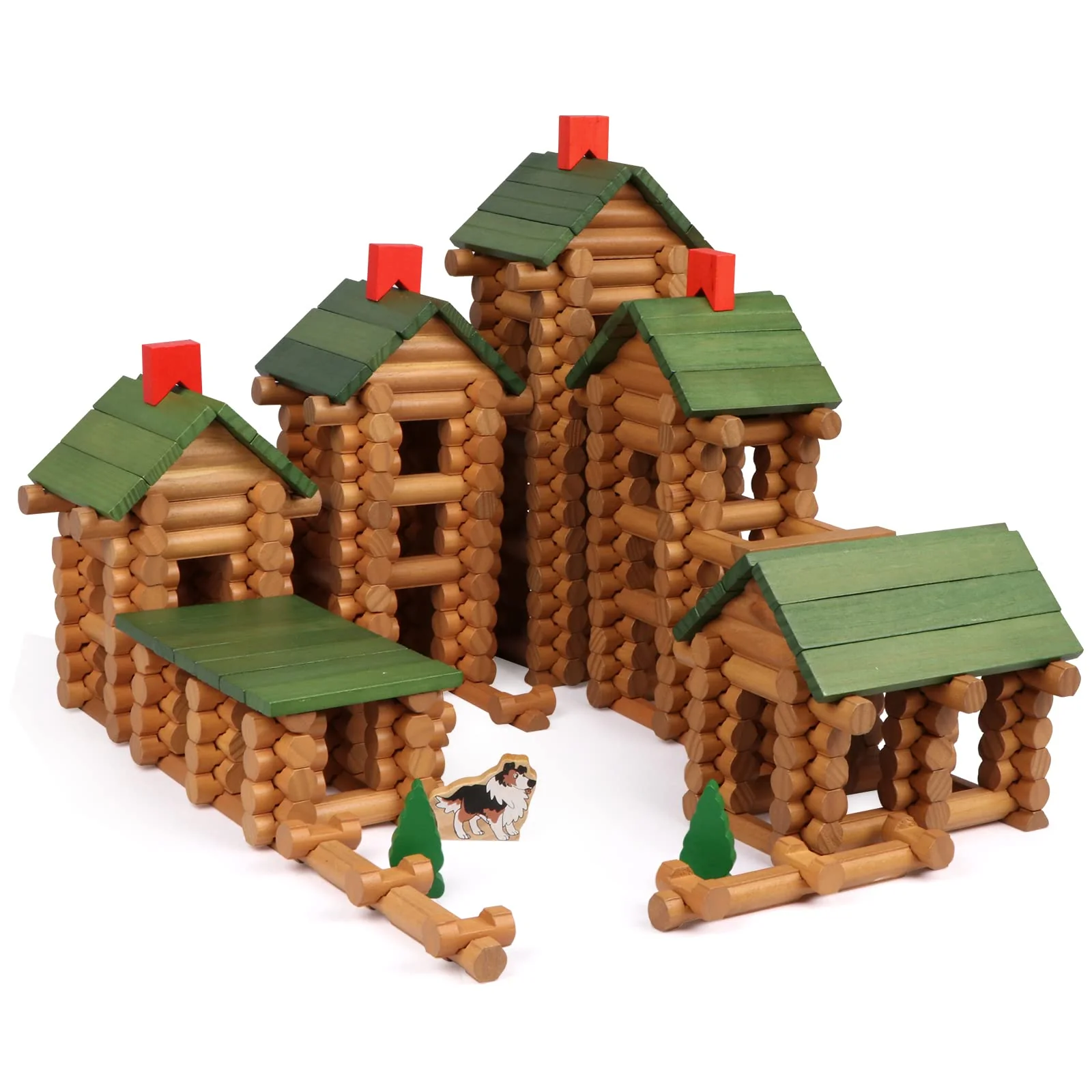 Wondertoys 530 Pcs Wooden Logs Set Ages 3+, Classic Building Log Toys for Kids, Creative Construction Engineering Educational Gifts - Image 2