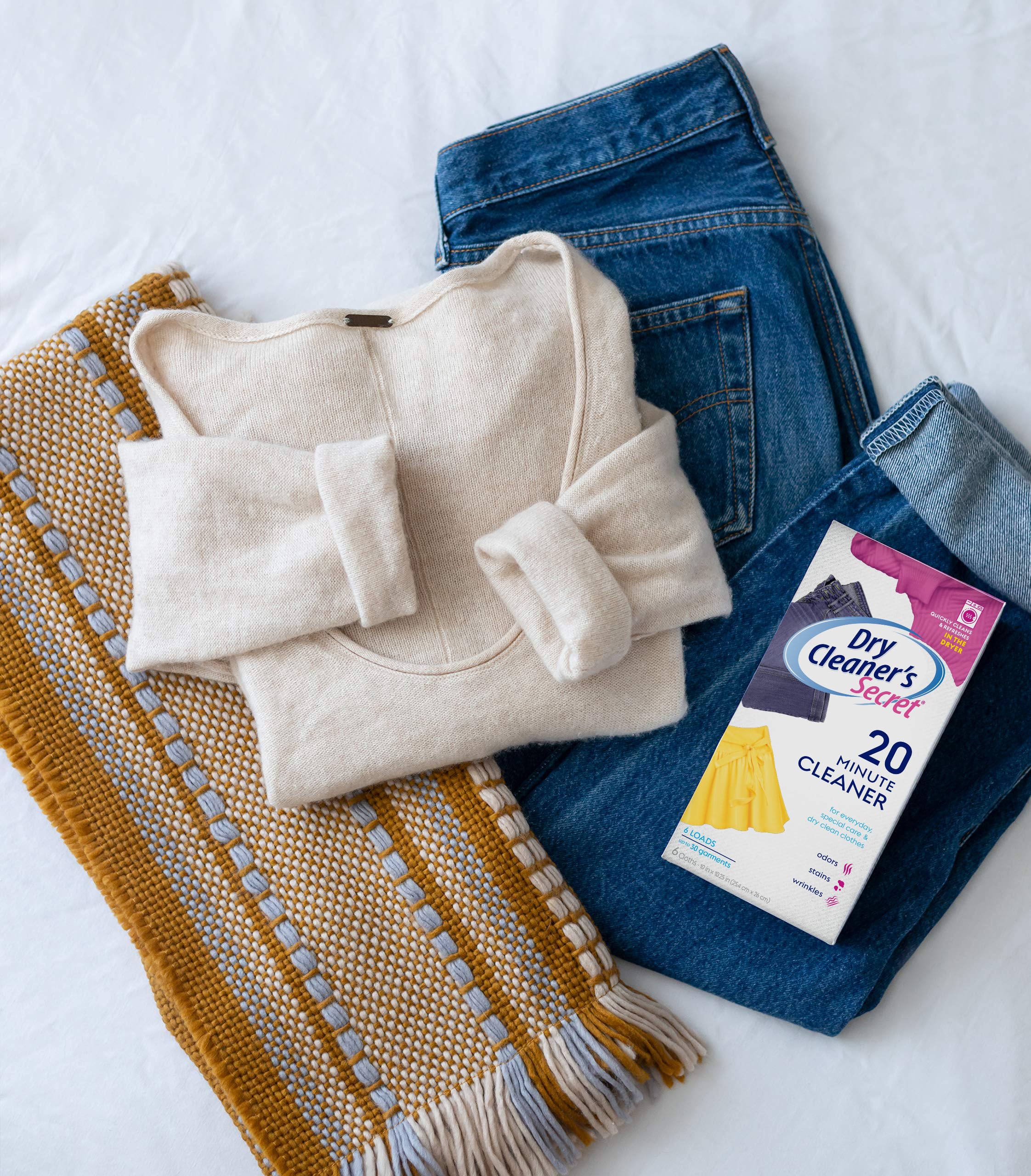 Woolite At-Home Dry Cleaner Dry Cleaning Cloths and Stain Removal, Easy to Use, Safe on Wool, Cashmere, and Designer Jeans, Fresh Scent, 6 Cloths - Image 4