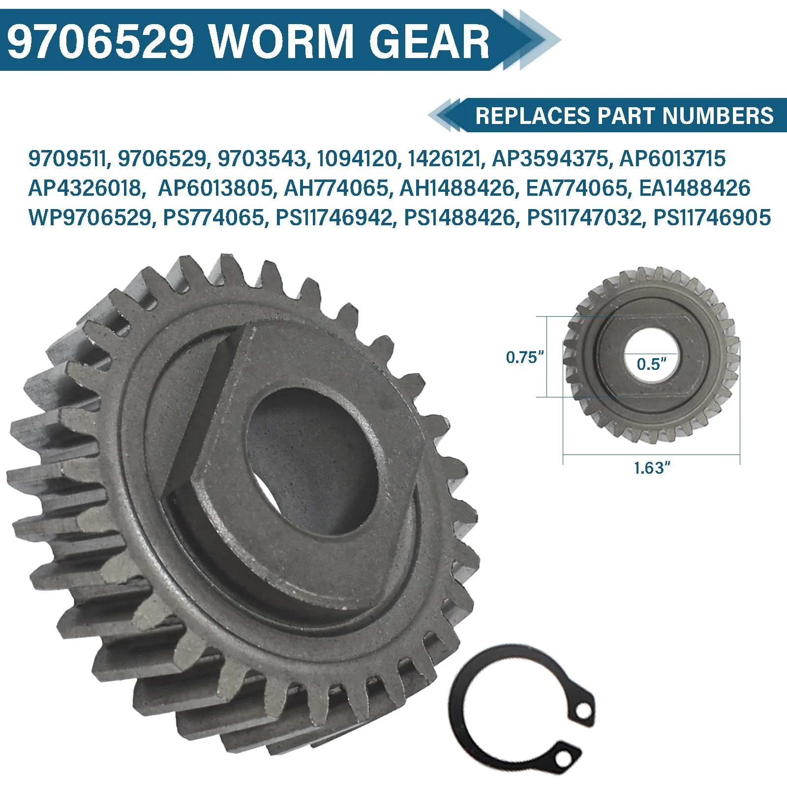 Worm Gear Kit Compatible With KitchenAid Whirlpool 5QT & 6QT Mixer Gear Parts Replacement, Worm Follower Gear Kit 9706529 W11086780 9709511 9703337 9709231 - Image 4