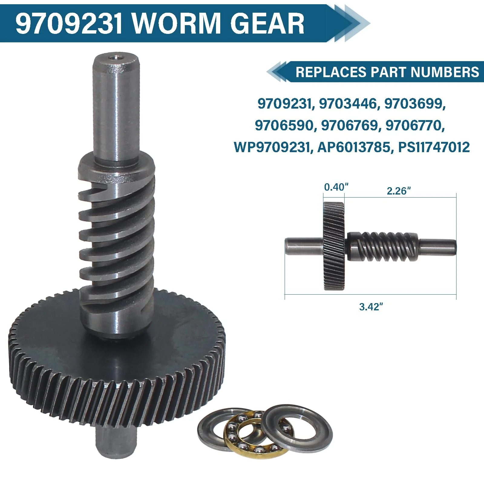 Worm Gear Kit Compatible With KitchenAid Whirlpool 5QT & 6QT Mixer Gear Parts Replacement, Worm Follower Gear Kit 9706529 W11086780 9709511 9703337 9709231 - Image 6