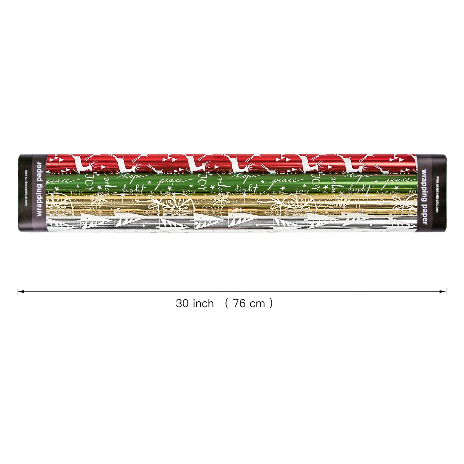 WRAPAHOLIC 30 Inch Christmas Wrapping Paper Roll - Jumbo Roll Red Green Gold and Silver Snowflakes Trees Holiday Collection with Metallic Foil Shine - 4 Rolls - 30 Inch x 120 Inch Per Roll - Image 3