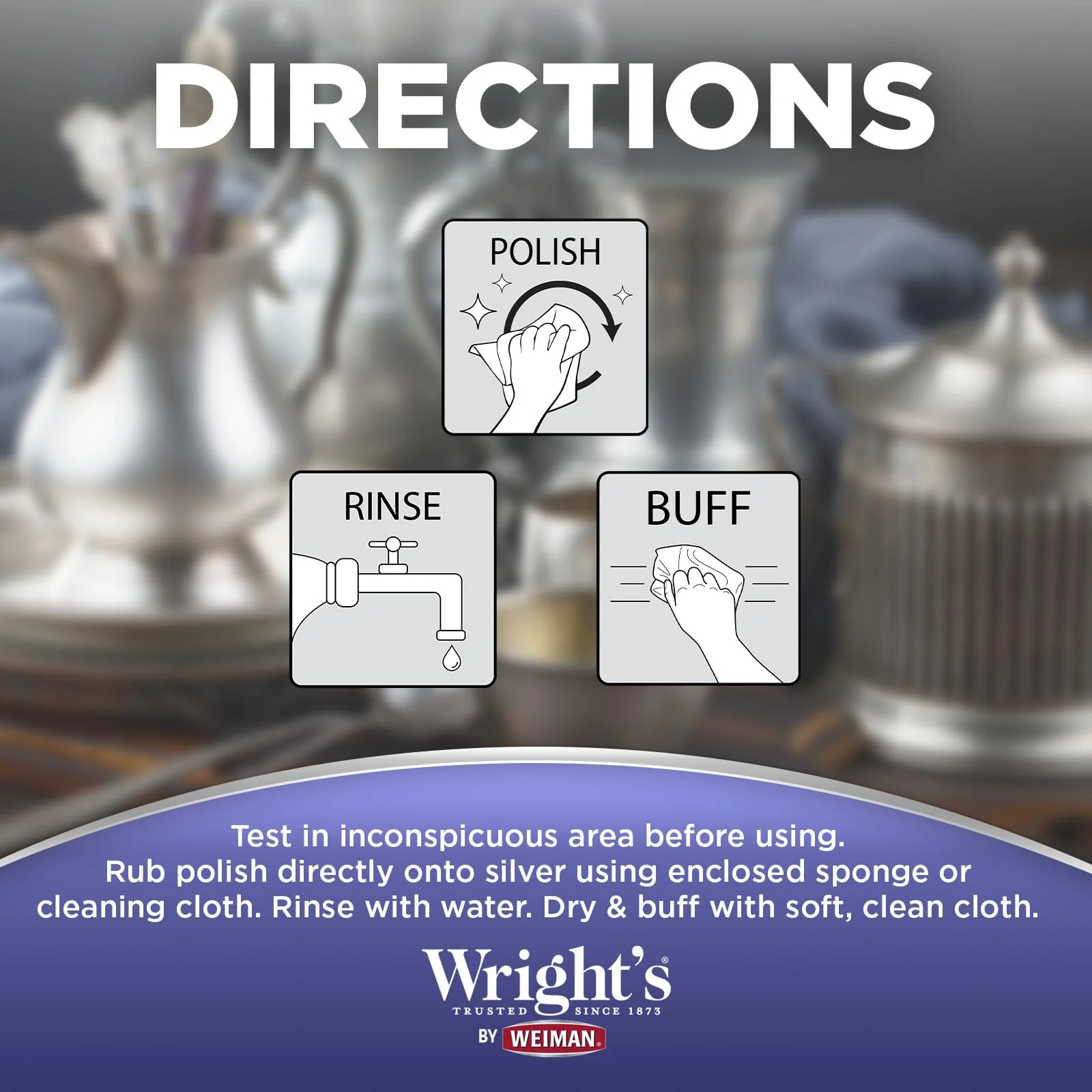 Wright's by Weiman Silver Cleaner and Polish Cream - Gently Clean and Remove Tarnish without Scratching, Ammonia-Free, 8 Ounce, 2 Pack with Polishing Cloth - Image 4