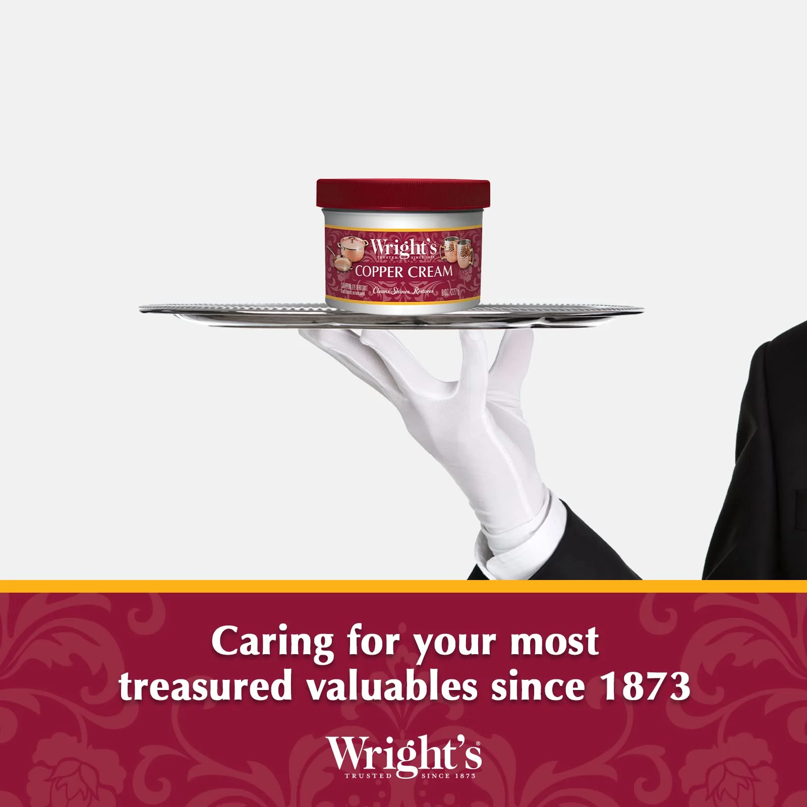 Wright's Copper Cream Cleaner - 8 Ounce 2 Pack with Polishing Cloth - Gently Cleans and Removes Tarnish without Scratching - Image 2