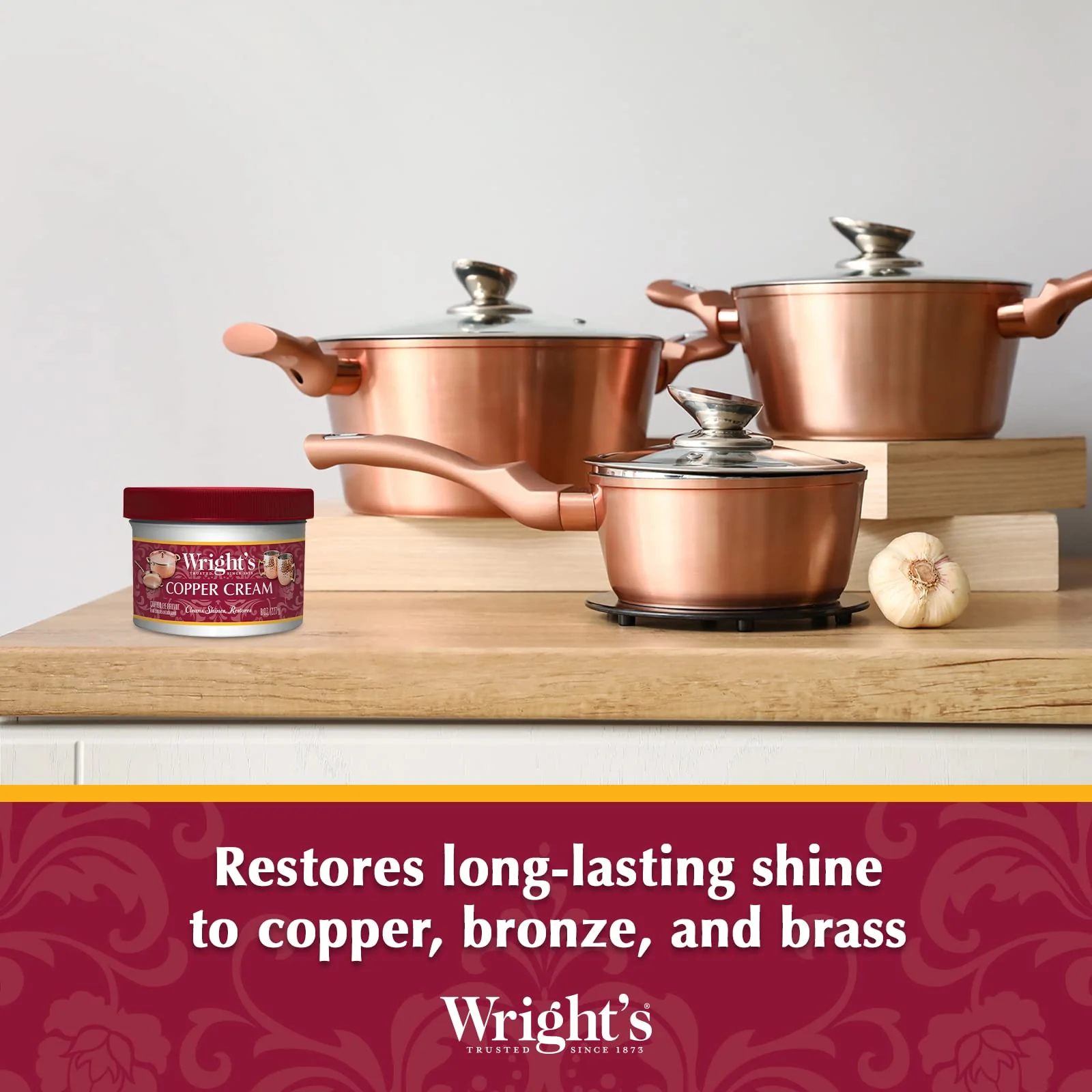 Wright's Copper Cream Cleaner - 8 Ounce 2 Pack with Polishing Cloth - Gently Cleans and Removes Tarnish without Scratching - Image 6
