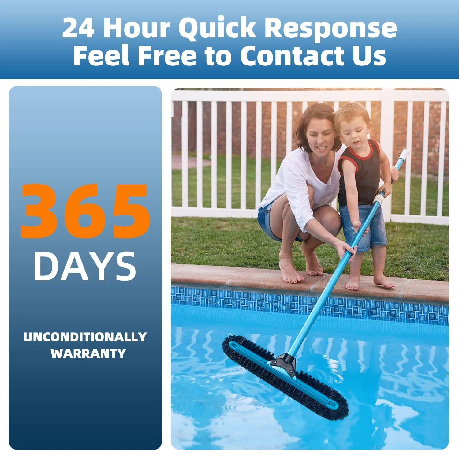 WXFANA 20" Wide Pool Brush Head, Heavy Duty Pool Cleaning Brush with 12-Rows Soft Bristles, Inground/Above Ground Pool Brushes with Curved Ends, Safe for Vinyl Liner - Image 2