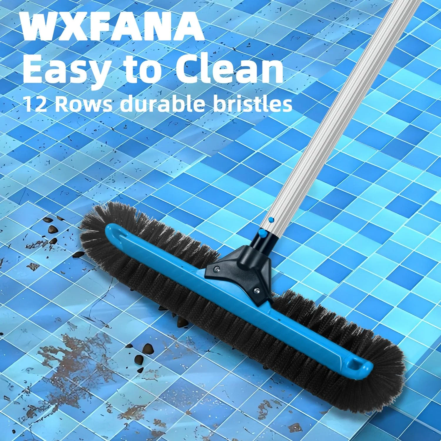 WXFANA 20" Wide Pool Brush Head, Heavy Duty Pool Cleaning Brush with 12-Rows Soft Bristles, Inground/Above Ground Pool Brushes with Curved Ends, Safe for Vinyl Liner - Image 7