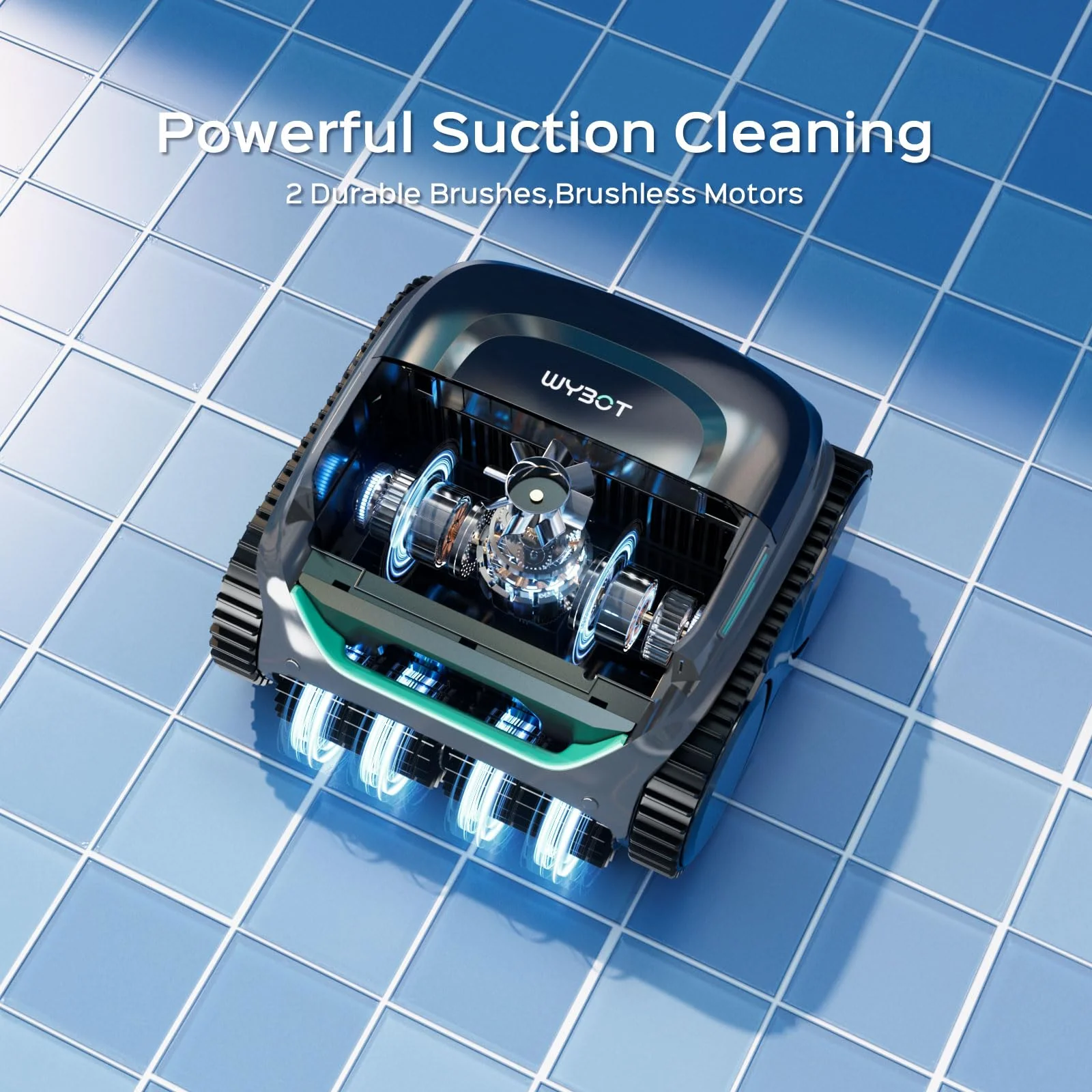 WYBOT (2026 New) C2 Vision AI Camera Robotic Pool Cleaner, Ultra-Fine Filter System Pool Robot, Powerful Suction, Wall Climbing, Waterline Cleaning, Gray Green - Image 4