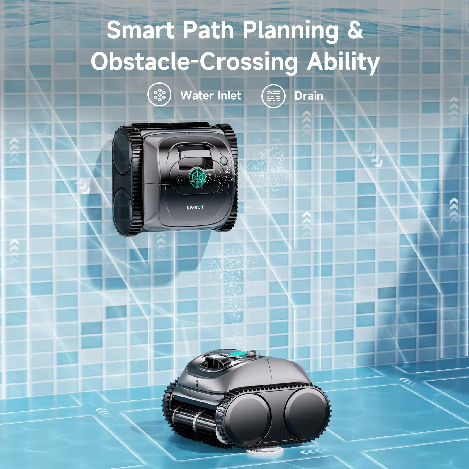 WYBOT C1 Cordless Robotic Pool Vacuum for Inground Pools, Above Ground Pool Cleaner 4-in-1 Wall & Waterline Cleaning Up to 1,614sq.ft, 150mins Smart Navigation, App Support - Image 5