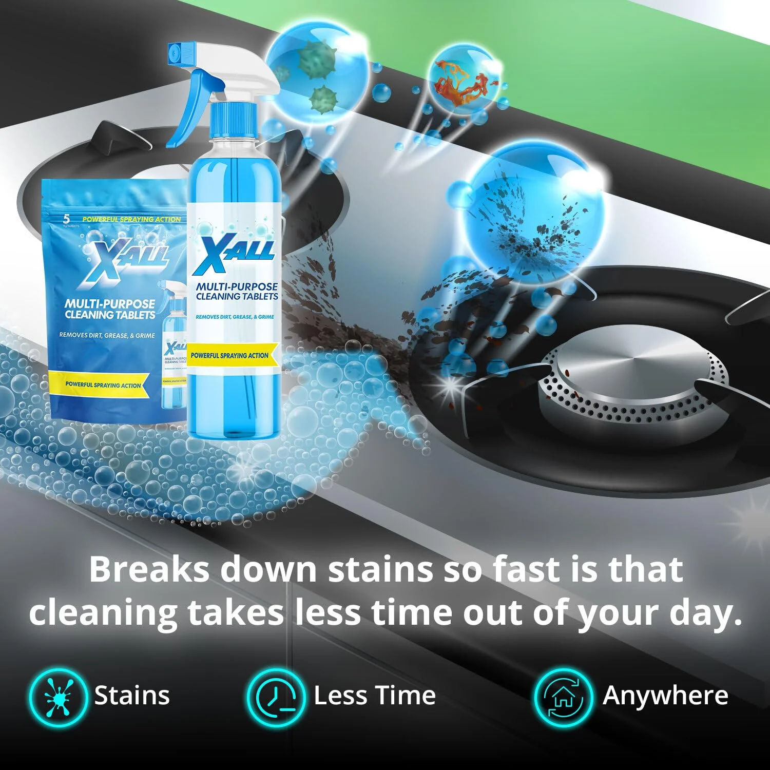 X-ALL Multi-Purpose Cleaner - Spray Bottle and 5x Cleaning Tablets - Image 7