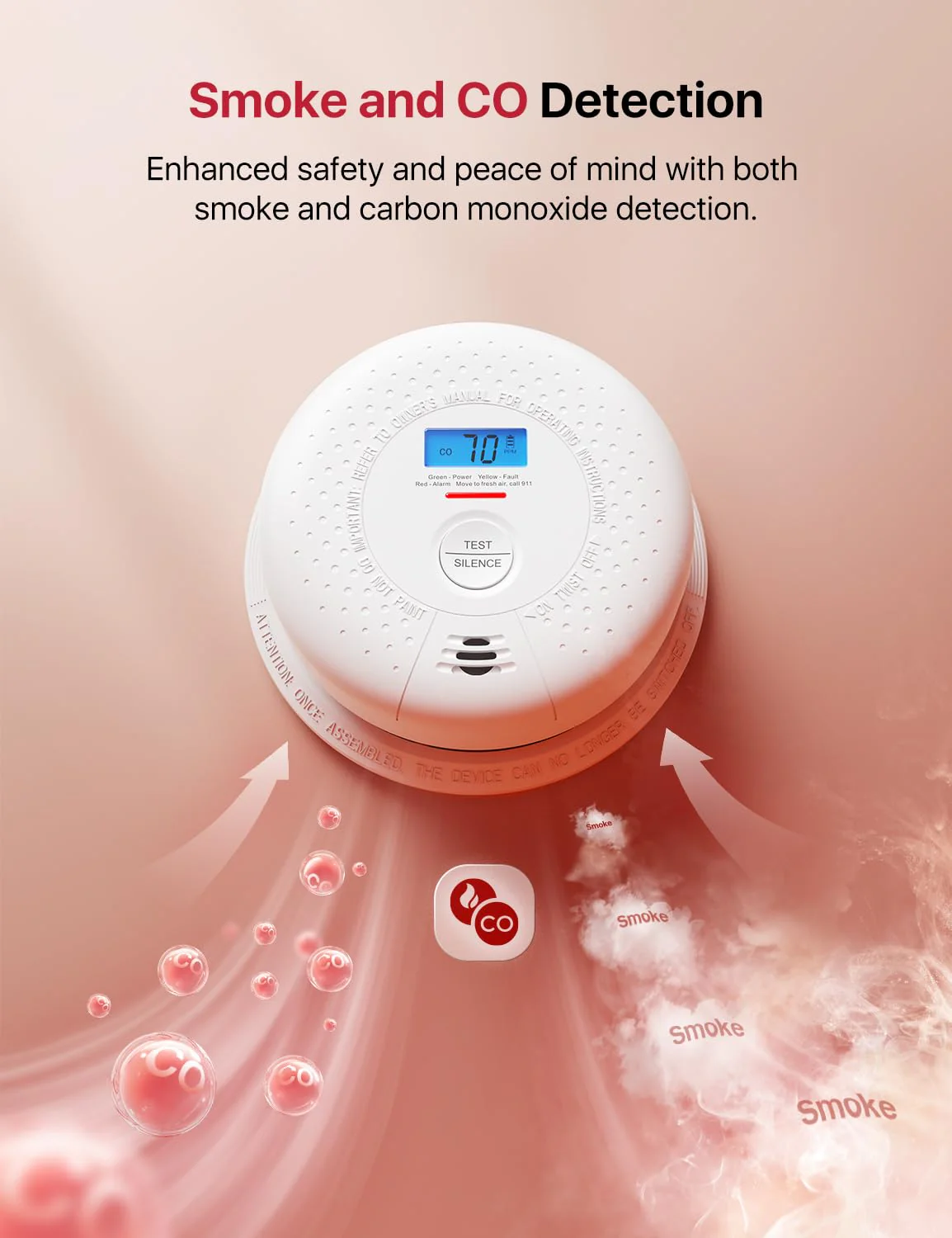 X-Sense Smoke and Carbon Monoxide Detector Combo, Wireless Interconnected Combination Smoke and Carbon Monoxide Detector with 10-Year Battery, Up to 24 X-Sense Link+ Wireless Alarms, SC01-W, 3-Pack - Image 6