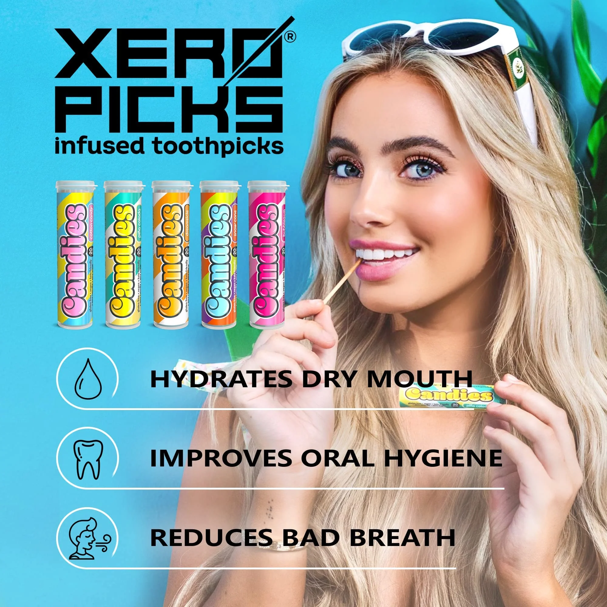 Xero Picks Candies - Infused Flavored Toothpicks (Candies Variety, 5 Pack - 100 Picks) Bubblegum, Pina Colada, Orange Creamsicle, Cotton Candy, Snow Cone and Candy Cane - Image 4
