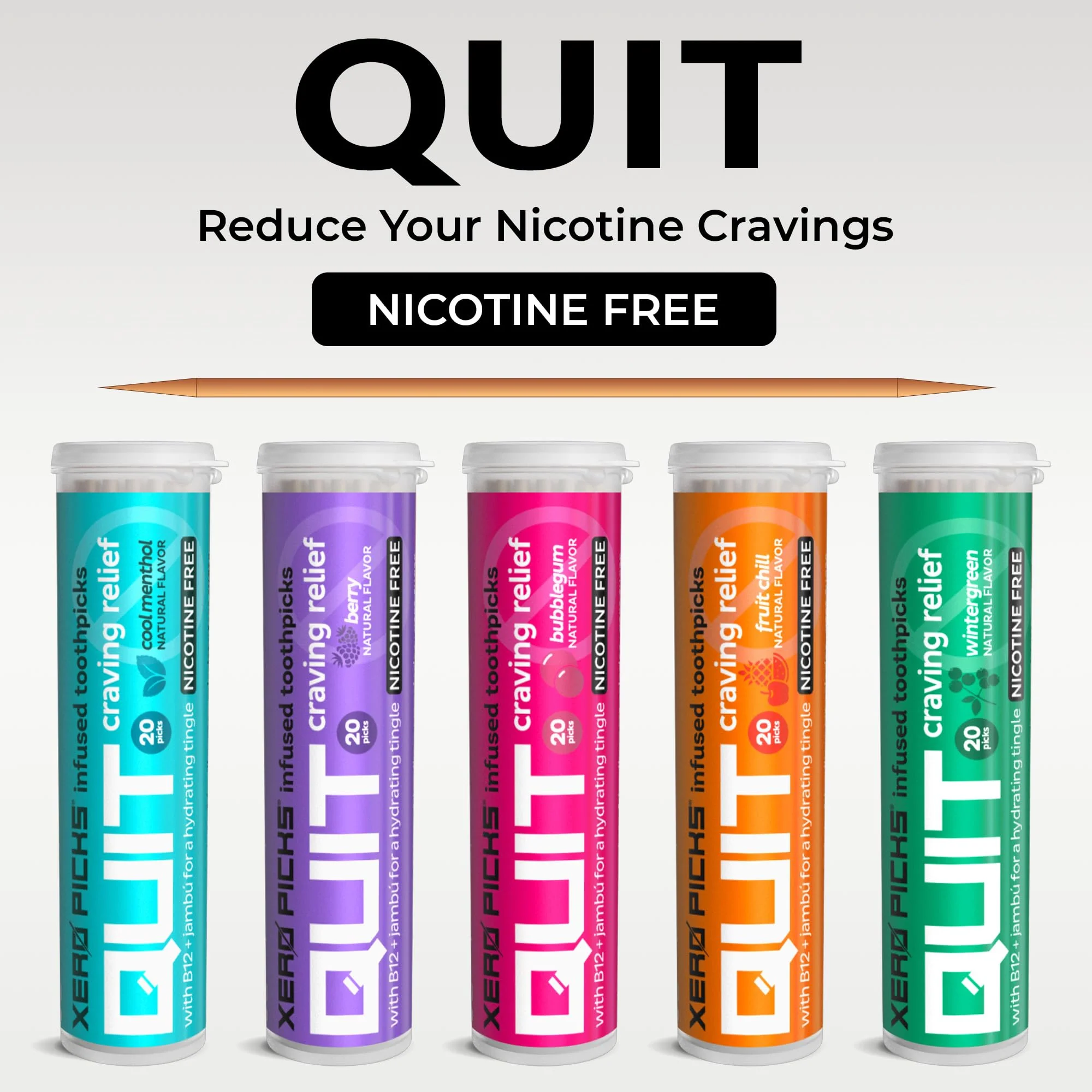 Xero Picks Infused Flavored Toothpicks to Help Quit Smoking - Nicotine Free (Variety Pack, 20 Count (Pack of 5)) Non-GMO Kosher Vegan - Image 2