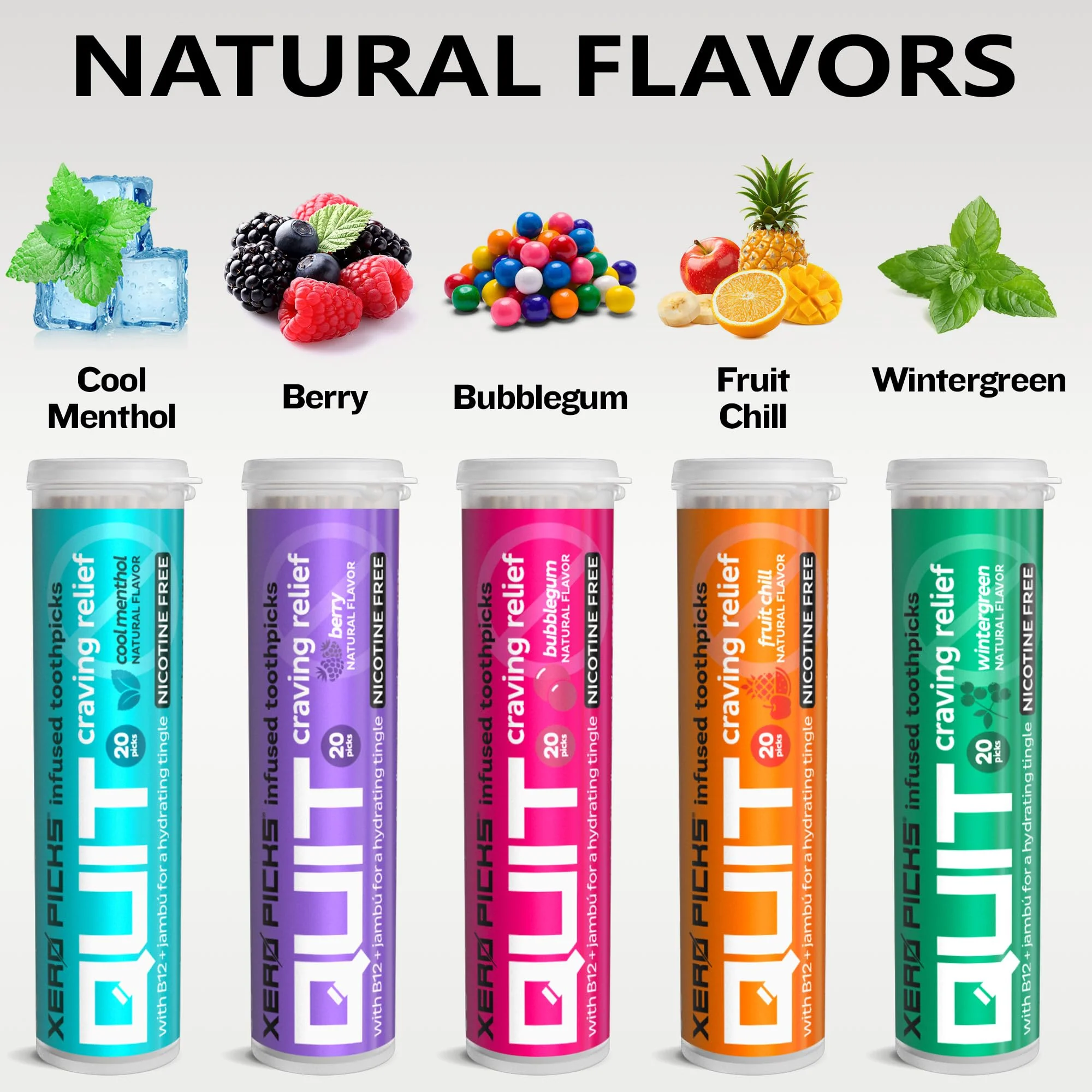 Xero Picks Infused Flavored Toothpicks to Help Quit Smoking - Nicotine Free (Variety Pack, 20 Count (Pack of 5)) Non-GMO Kosher Vegan - Image 6