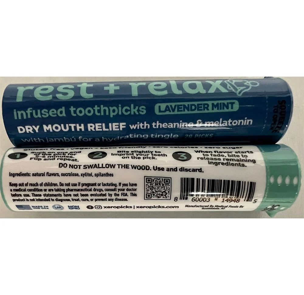 Xero Picks Wellness Flavored Toothpicks - Brain Boost, Immunity, Rest & Relax, Joint Health, and Energy Boost - 100 Picks (Variety, 5 Pack) Kosher - Sugar Free - Image 2