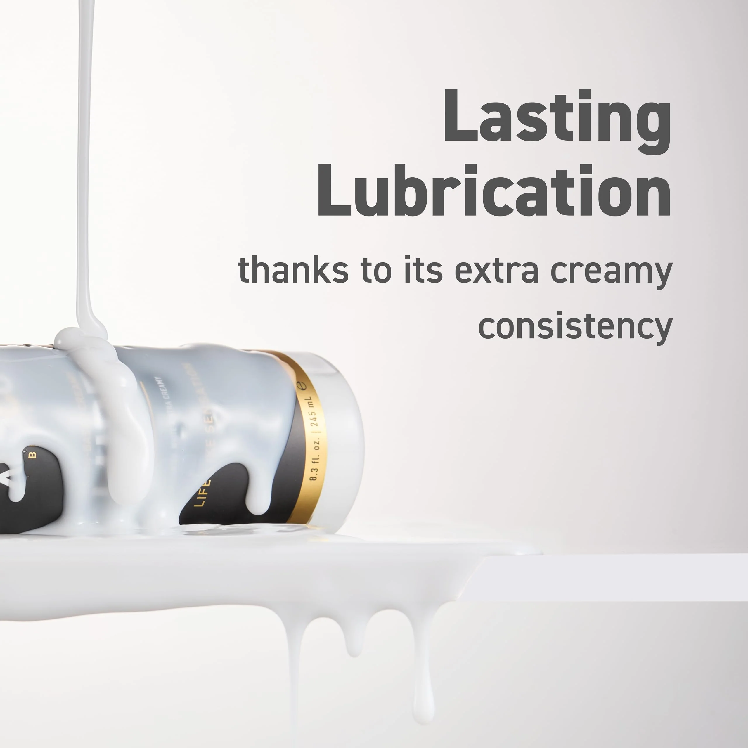 XESSO Water-Based Creamy Lube, Unscented 8.3 Fl Oz, Thick White Gel-Like Slippery Glide, Hypoallergenic for Women, Men & Couples. Made in US & Discreet Package. Package May Vary - Image 3