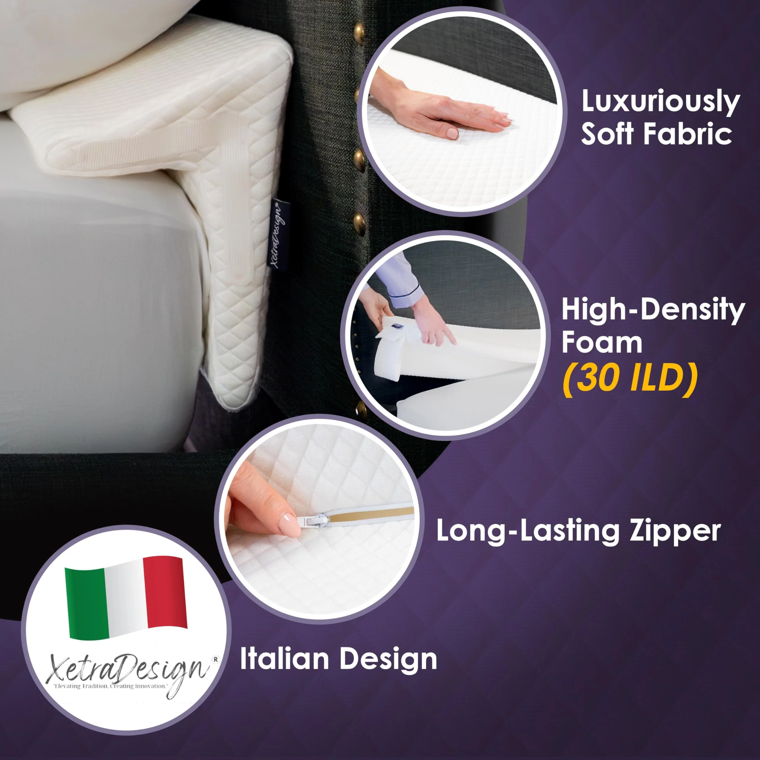 XetraDesign Bed Wedge Pillow for Headboard Gap Up to 7", Triangle Gap Filler for Bed, Mattress Wedge Gap Filler, Headboard Space Filler, Corner Pillow, White Double 54" - Image 5