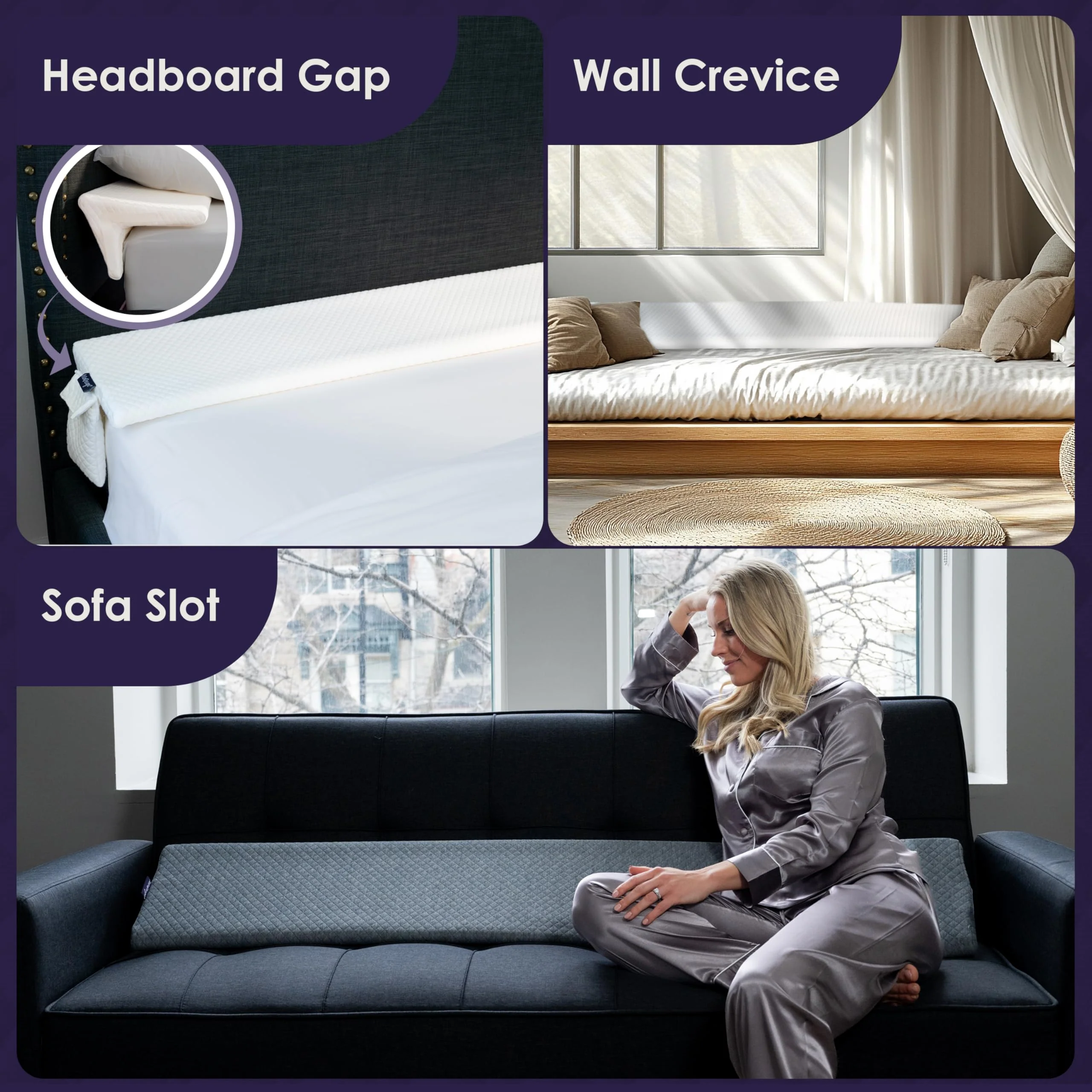 XetraDesign Bed Wedge Pillow for Headboard Gap Up to 7", Triangle Gap Filler for Bed, Mattress Wedge Gap Filler, Headboard Space Filler, Corner Pillow, White Double 54" - Image 7