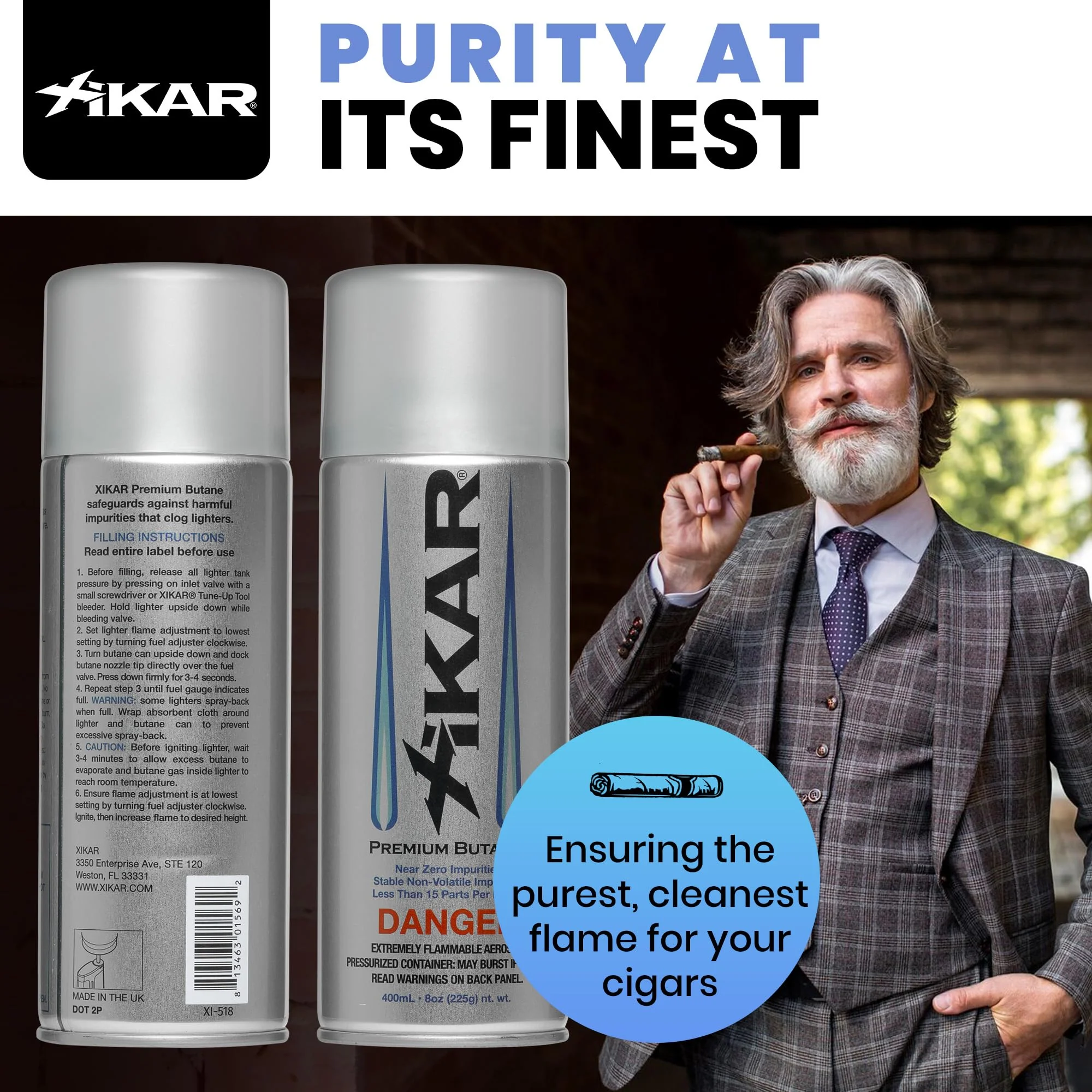 XIKAR PUROFINE Premium Butane Fuel Refill (400ml) 0 Impurities - Ultra Refined, Food Grade, Culinary Butane Refill for Torch & Lighter - Jet Flame Lighter Fuel & Kitchen Torch Refills (4 Pack/8oz) - Image 4