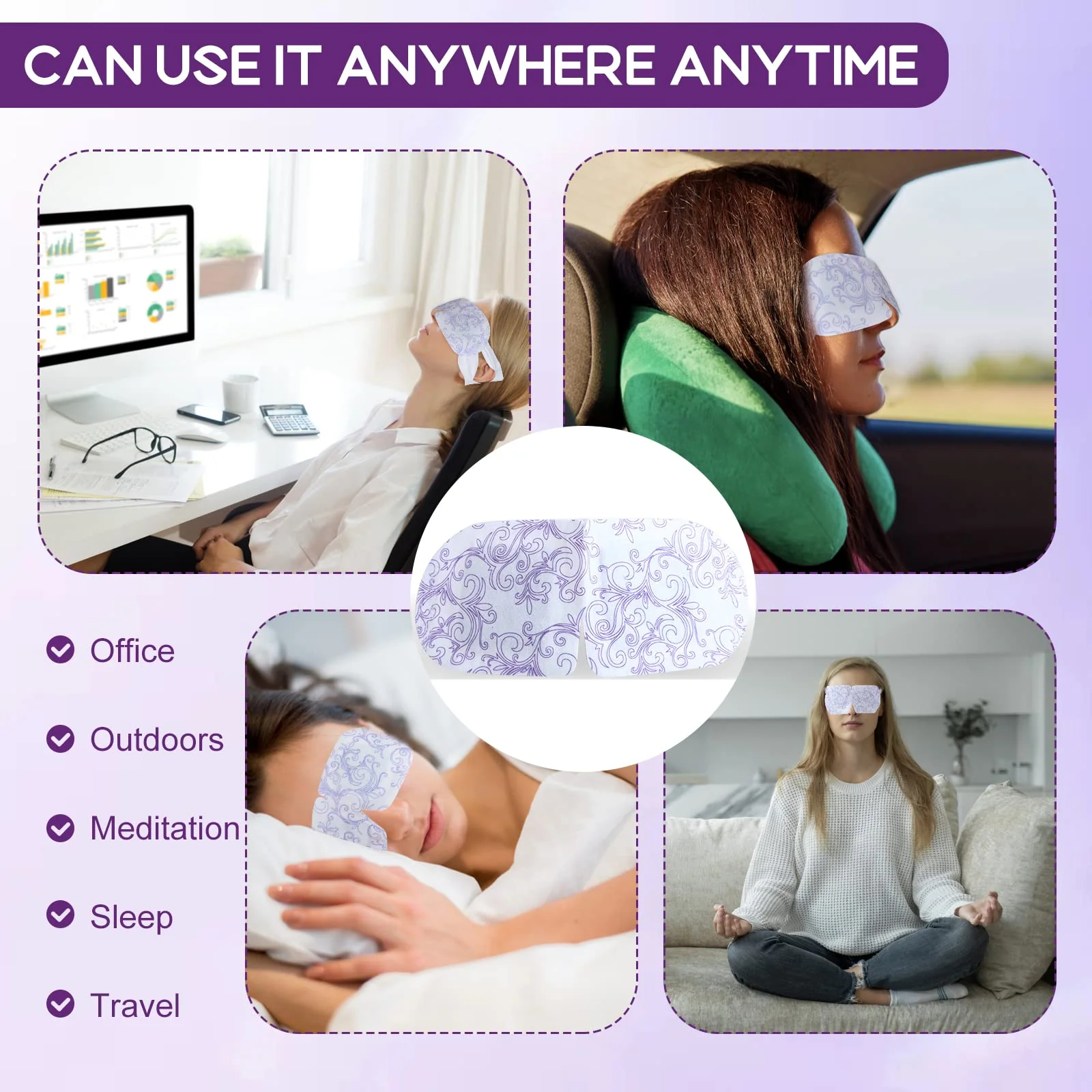 XPCARE 32 Pack Steam Eye Masks for Dry Eyes, SPA Warm Sleep Eye Mask, Disposable Heated Eye Mask for Dark Circles, Puffy Eyes, Relief Stress Eye Fatigue(Unscented) - Image 5