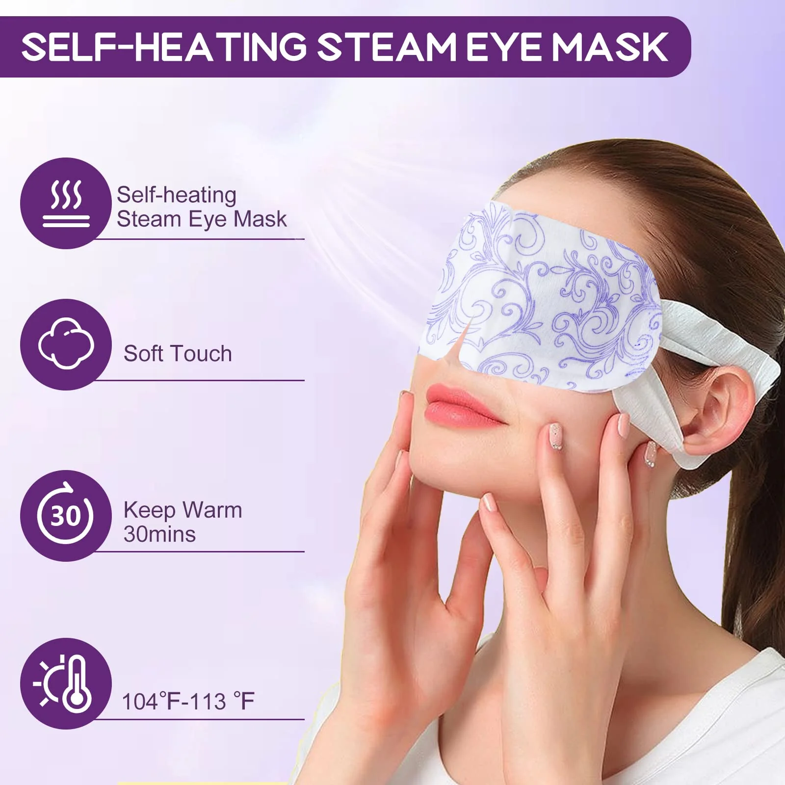 XPCARE 32 Pack Steam Eye Masks for Dry Eyes, SPA Warm Sleep Eye Mask, Disposable Heated Eye Mask for Dark Circles, Puffy Eyes, Relief Stress Eye Fatigue(Unscented) - Image 7