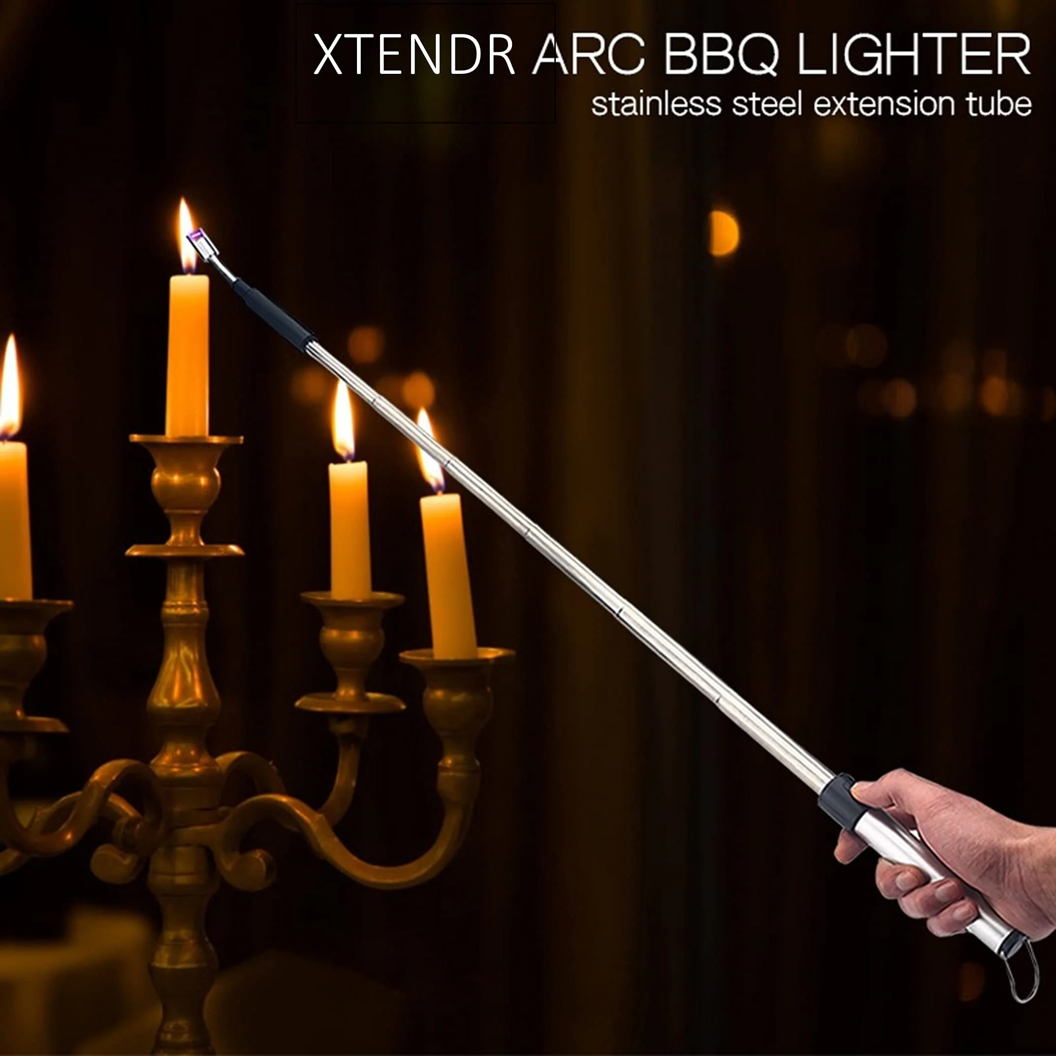 XTENDR ARCS V2 Extendable 2.5 Feet. Arc Extra Long Lighter, Flameless Fireplace Stove Electric Candle Lighter, Long Neck for Pilot Light, Grilling, Firepit, Kitchen, BBQ (Black) - Image 4