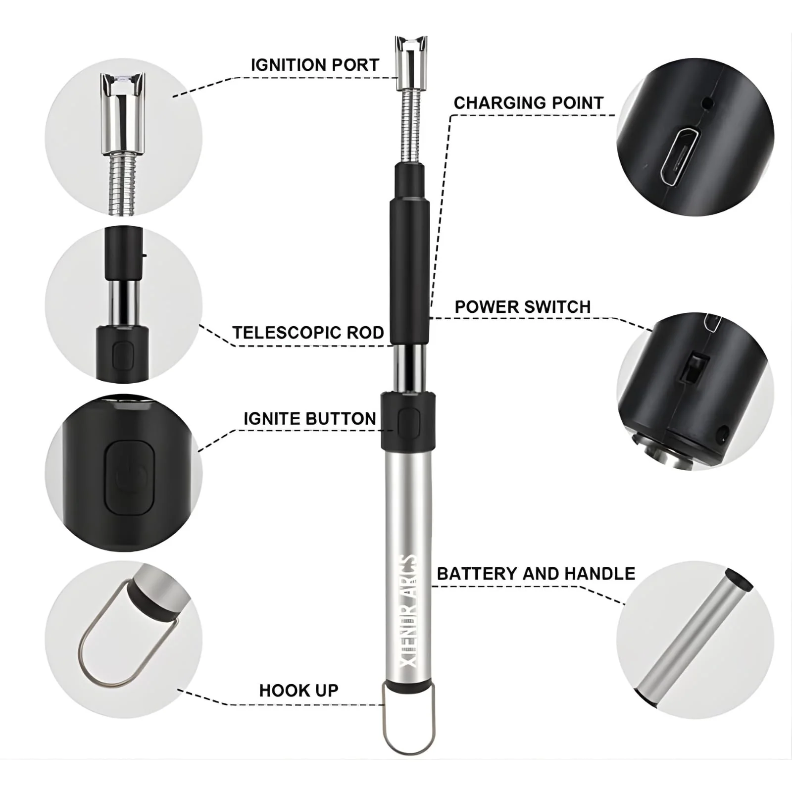 XTENDR ARCS V2 Extendable 2.5 Feet. Arc Extra Long Lighter, Flameless Fireplace Stove Electric Candle Lighter, Long Neck for Pilot Light, Grilling, Firepit, Kitchen, BBQ (Black) - Image 5