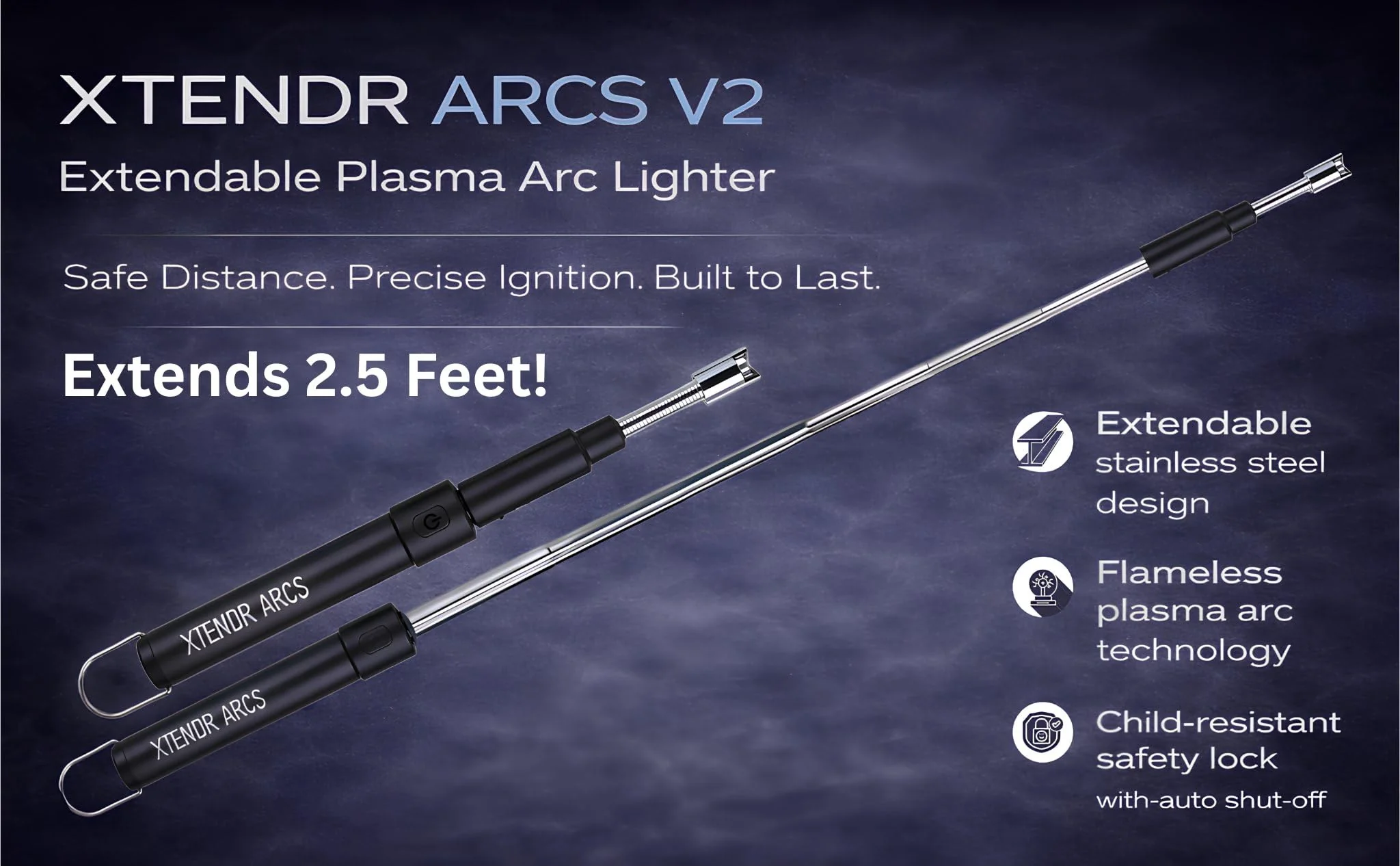 XTENDR ARCS V2 Extendable 2.5 Feet. Arc Extra Long Lighter, Flameless Fireplace Stove Electric Candle Lighter, Long Neck for Pilot Light, Grilling, Firepit, Kitchen, BBQ (Black) - Image 9