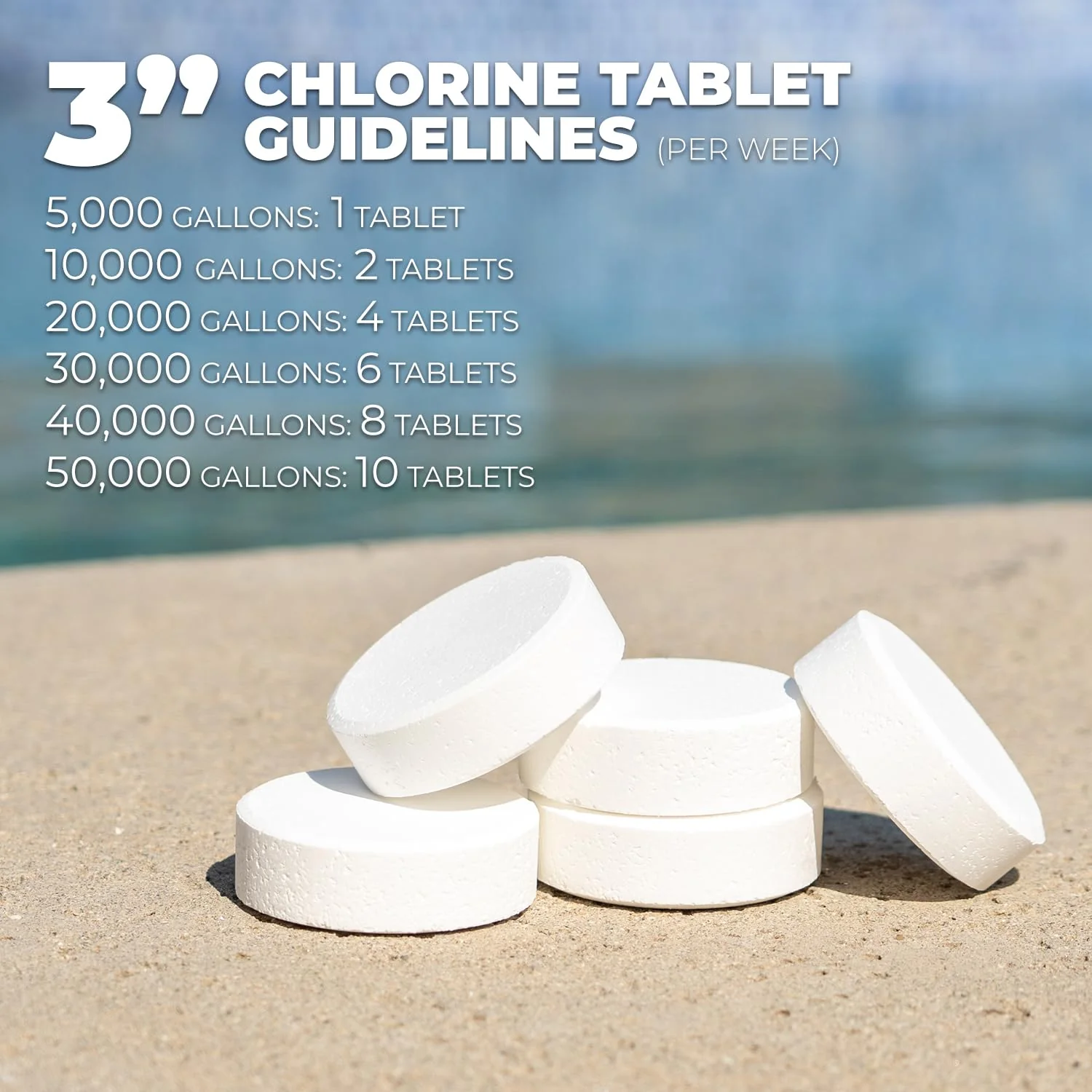 XtremeClear 3 Inch Stabilized Chlorine Tablets for Sanitizing Swimming Pools - Individually Wrapped, Slow Dissolving Chlorine - Tri-Chlor - 5 Pounds - Image 2