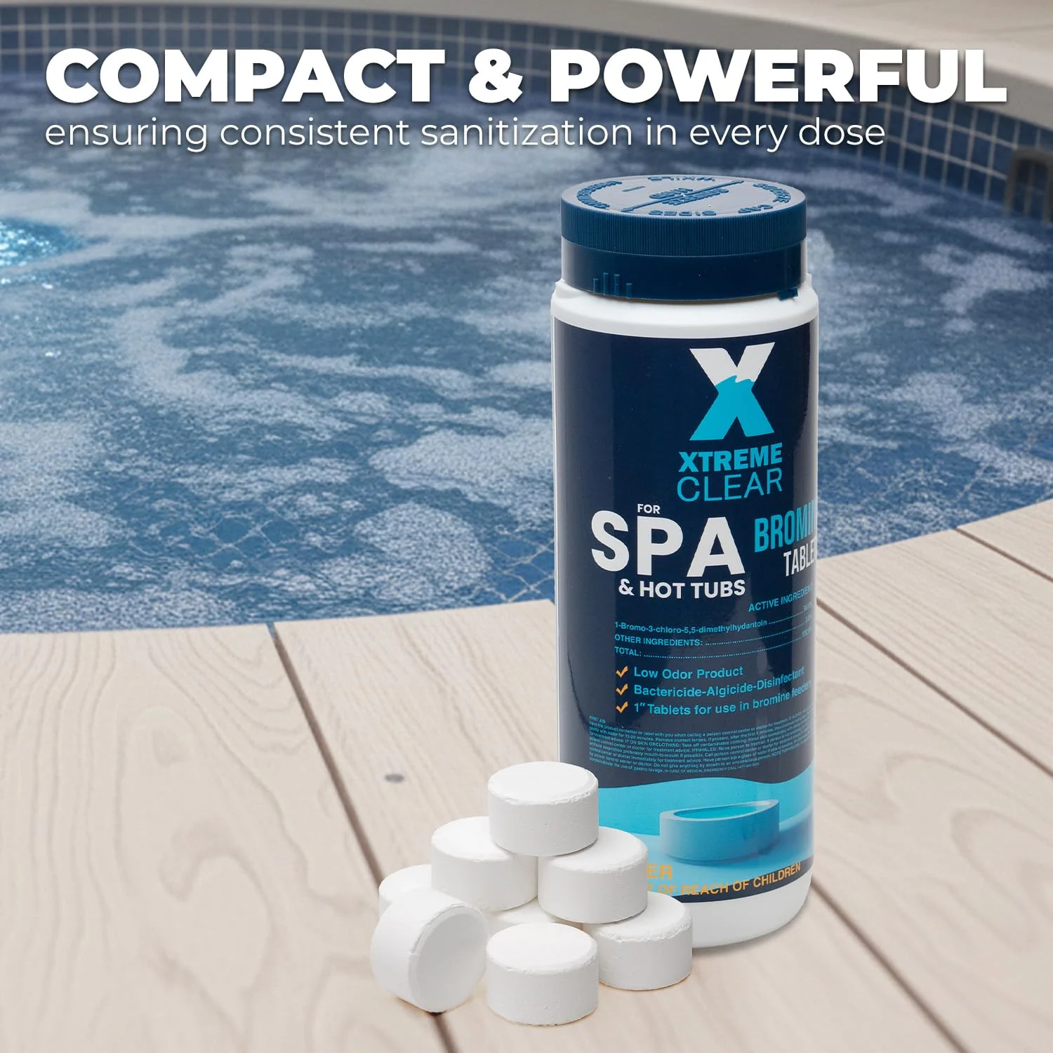 Xtremeclear Bromine Tablets for Spa & Hot Tub 3Lbs (1.5lbs Each Bottle), 1-Inch Tablets, NSF/ANSI 60 Certified, Long-Lasting Sanitizer for Clean Water - Image 2
