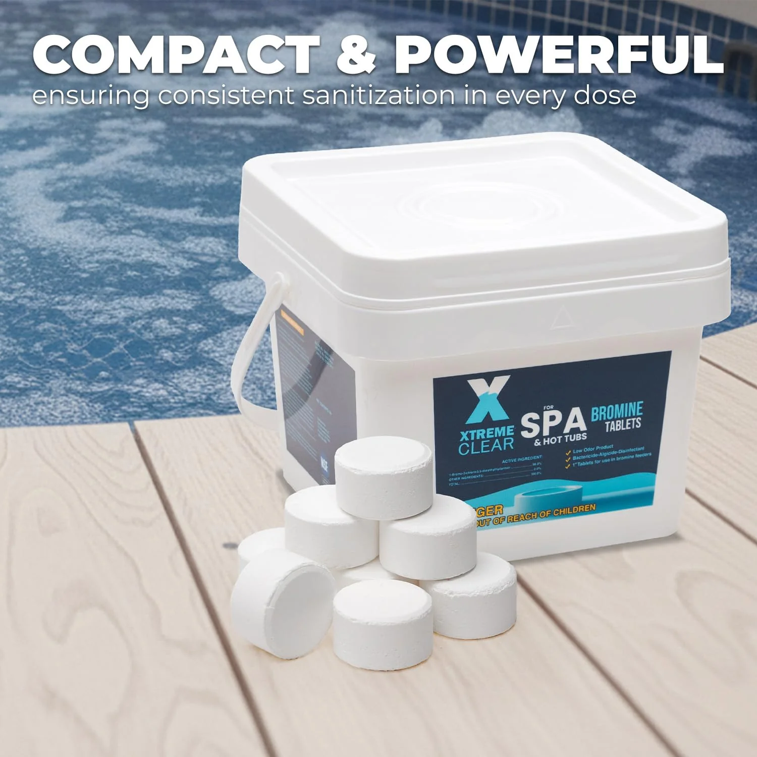 Xtremeclear Bromine Tablets for Spa & Hot Tub – 5 lbs Bottle, 1-Inch Tablets, NSF/ANSI 60 Certified, Long-Lasting Sanitizer for Clean Water - Image 2