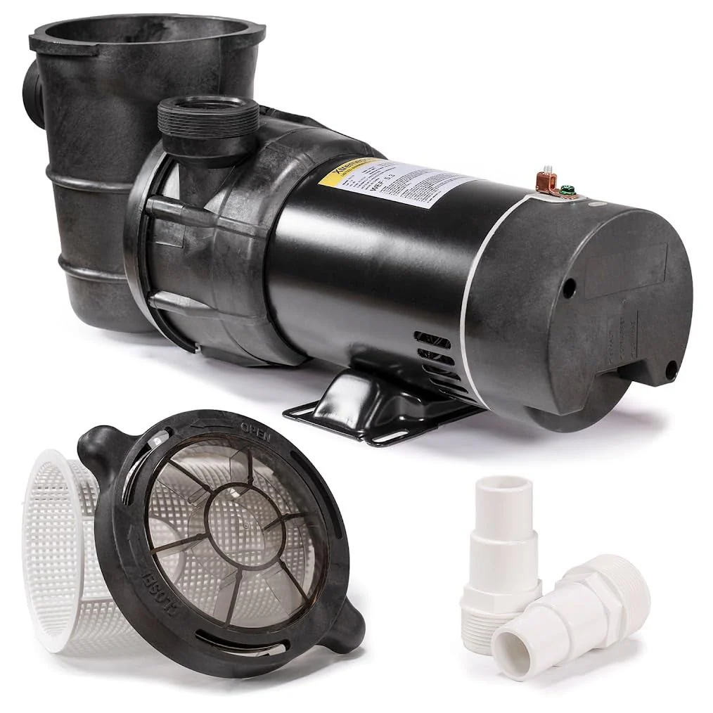 XtremepowerUS 1.5HP Above Ground Swimming Pool Pump 2-Speed Pump Spa 1.5" inch High Flow Dual Speed Self Filter Basket w/ Pool Hose Adapter