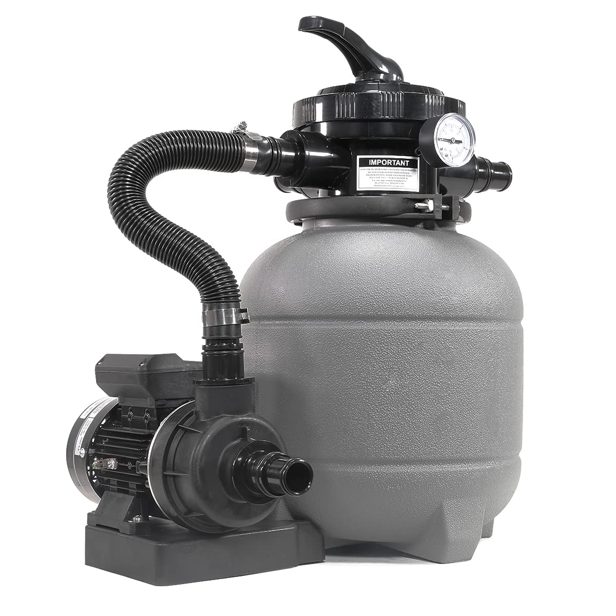 XtremepowerUS 12" Sand Filter for Above-Ground Swimming Pools Max 2,400GPH 7-Way Multi-Port Valve Pool Pump Up to 10,000 Gallons Strainer Basket (Include Filter Media)