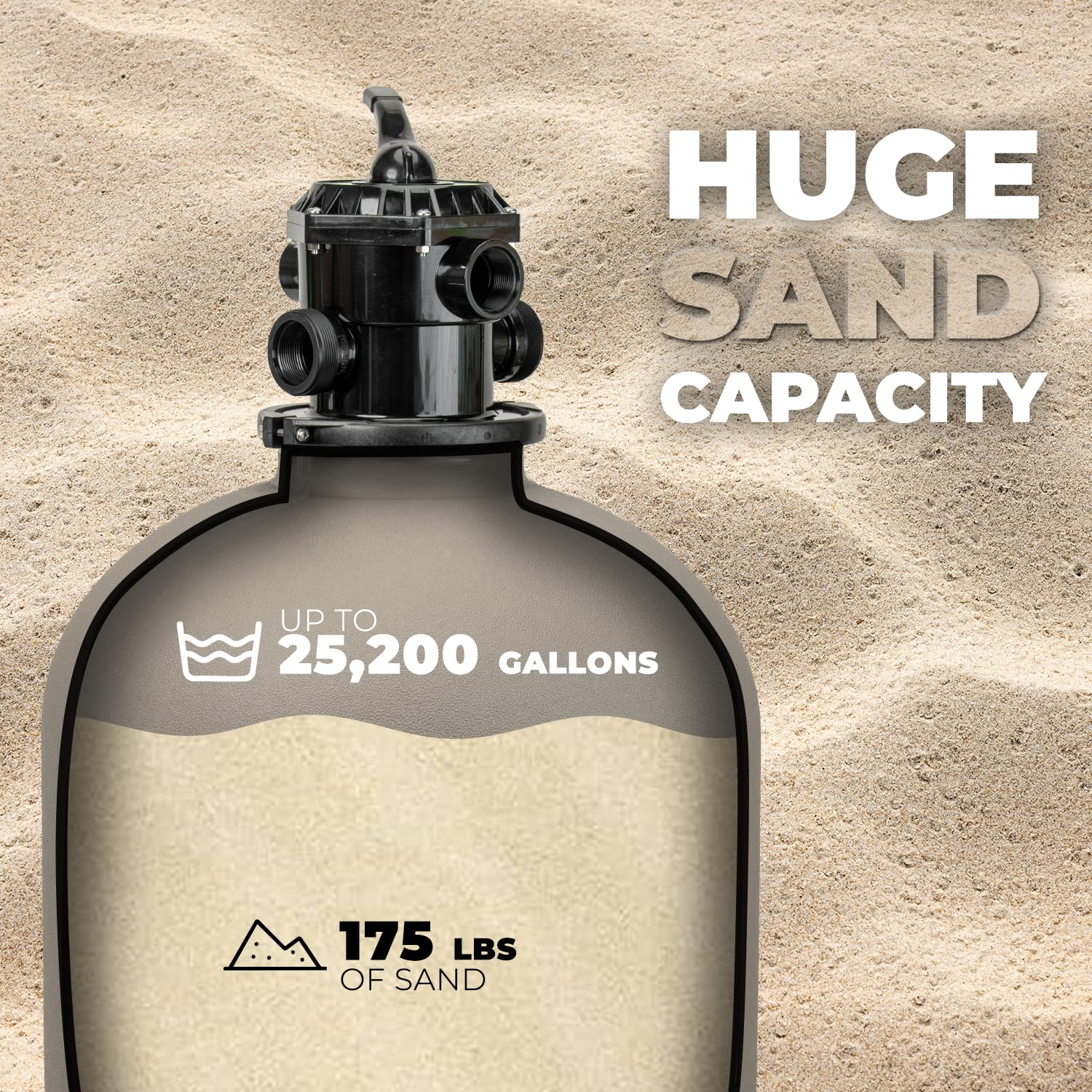 XtremepowerUS 16" Above Inground Swimming Pool Sand Filter System 7-Way Multi-Port Valve Pool Filter up to 21,000 Gallons with Stand - Image 5