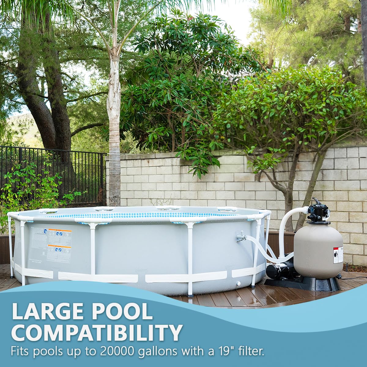 XtremepowerUS 19" Sand Filter 1.5HP Pump 4500 GPH Swimming Pumps System & Filters Combo Set Multi-Port Valve, for Domestic and Commercial Pools up to 18,000 Gallons Pool - Image 4