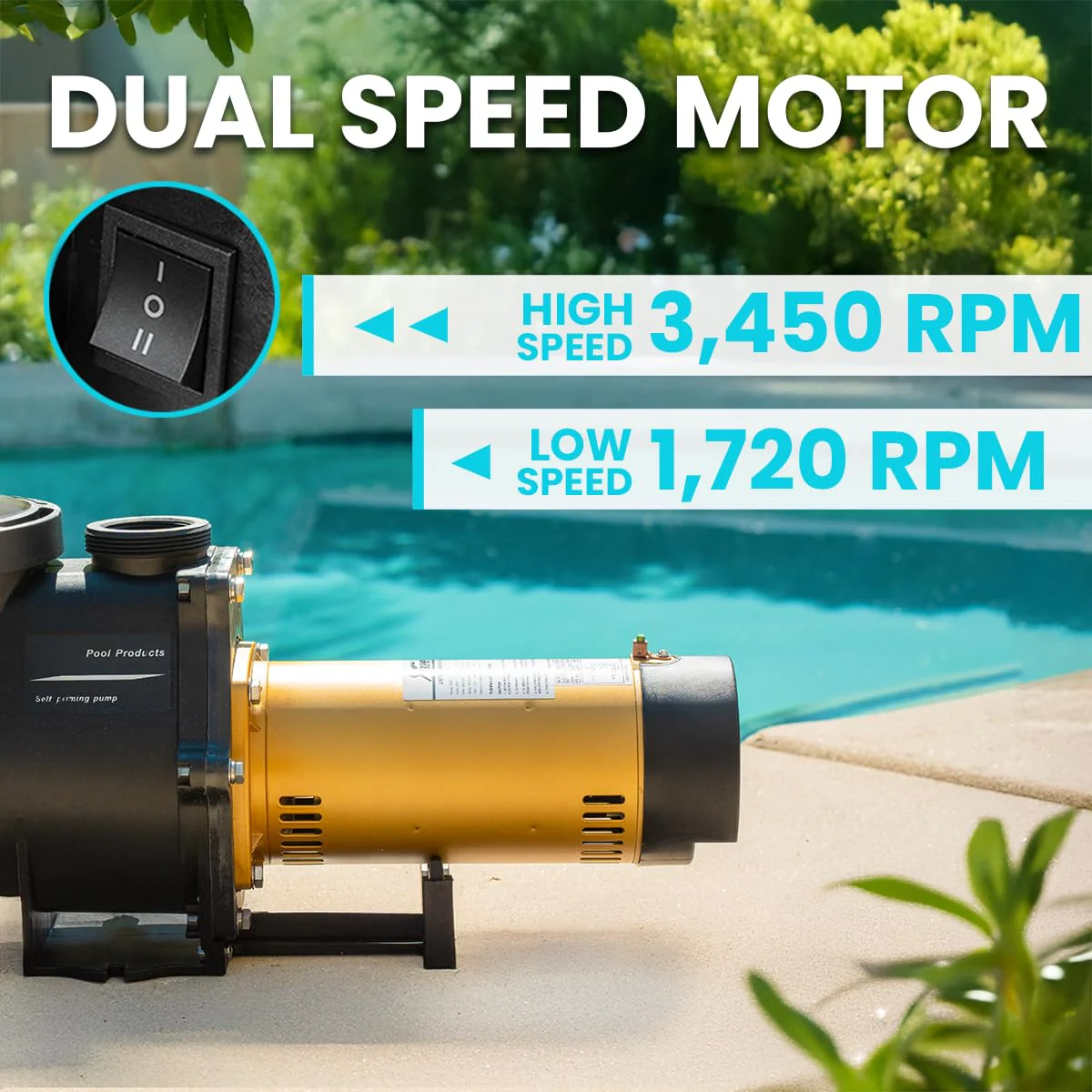 XtremepowerUS 2HP In-Ground Swimming Pool Pump Dual Speed High Flow 2" Inlet 230V High Flo 2-Speed w/ Slip-On Fitting Adapter, 5,820 GPH with Filter Basket - Image 7