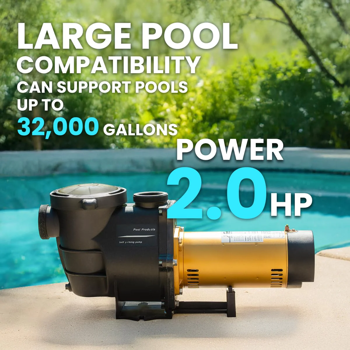XtremepowerUS 2HP In-Ground Swimming Pool Pump Dual Speed High Flow 2" Inlet 230V High Flo 2-Speed w/ Slip-On Fitting Adapter, 5,820 GPH with Filter Basket - Image 8