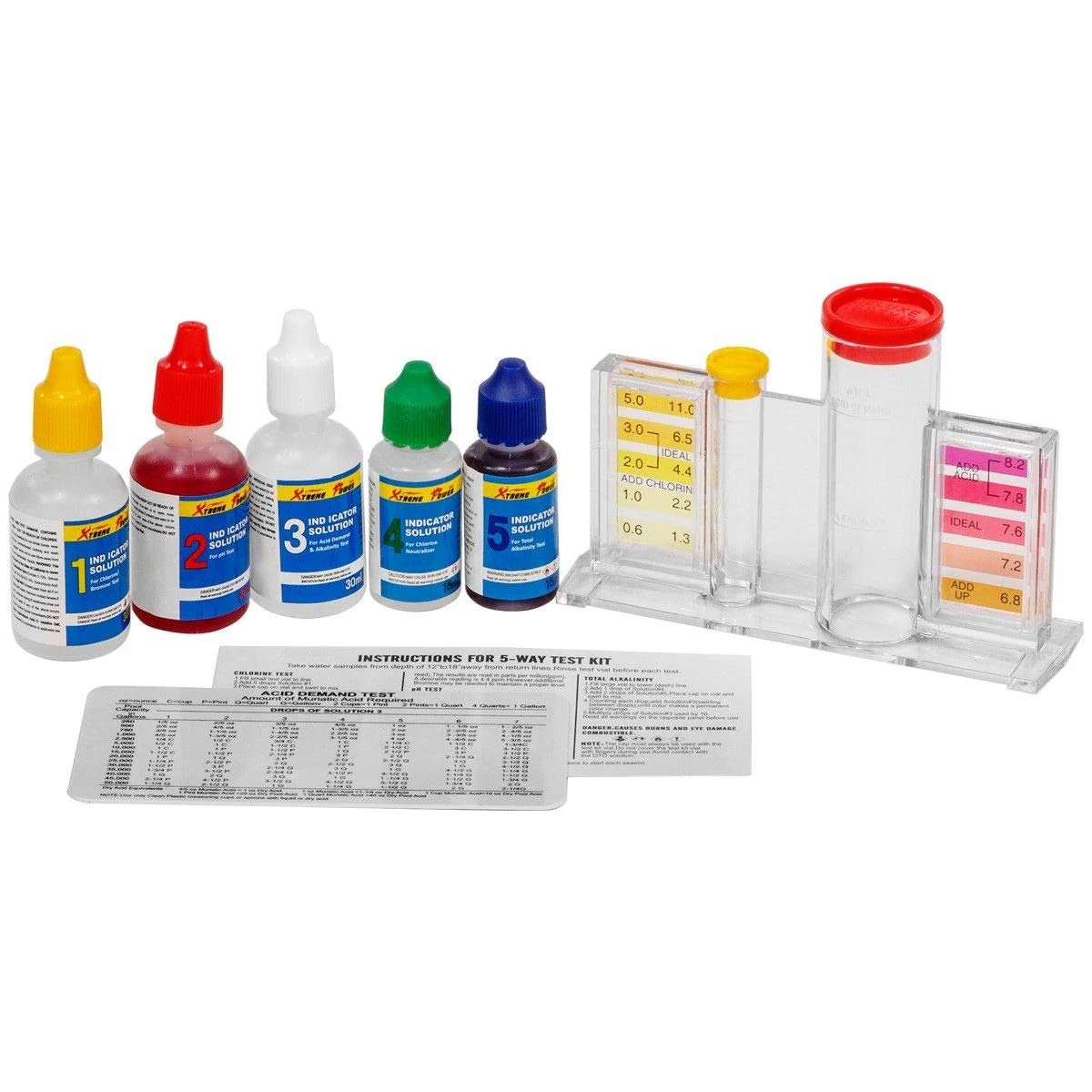 XtremepowerUS 5-Way Swimming Pool Test Kit pH, Chlorine, Bromine, Alkalinity Chemistry Testing with Case Spa, Inground Above Ground Pool Residential - Image 5