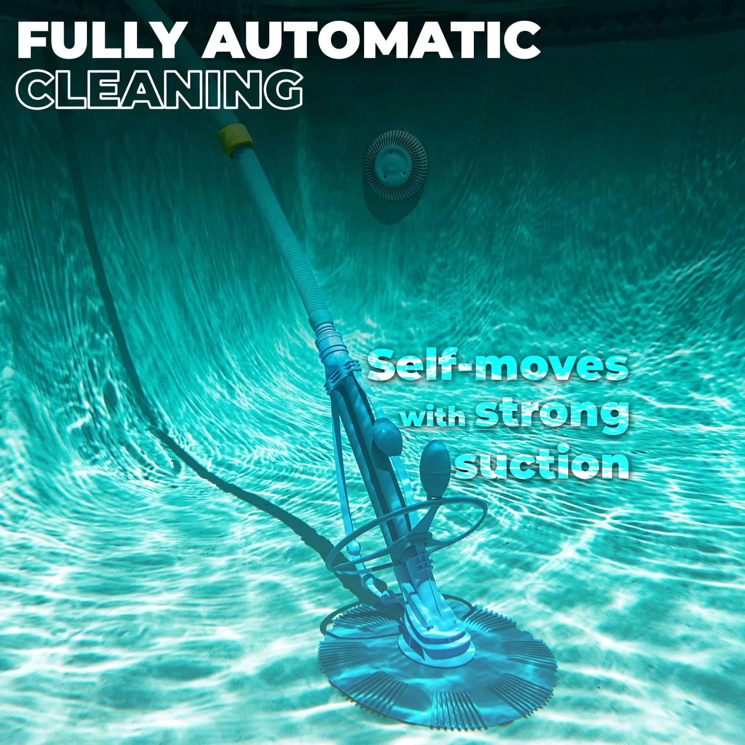 XtremepowerUS Automatic Pool Cleaner Sweeper Vacuum Pool Cleaner Sweep High Flow Side Suction Wall Climb In-Ground/Above Ground Swimming Pool with Hose Suction Set (Blue) - Image 6