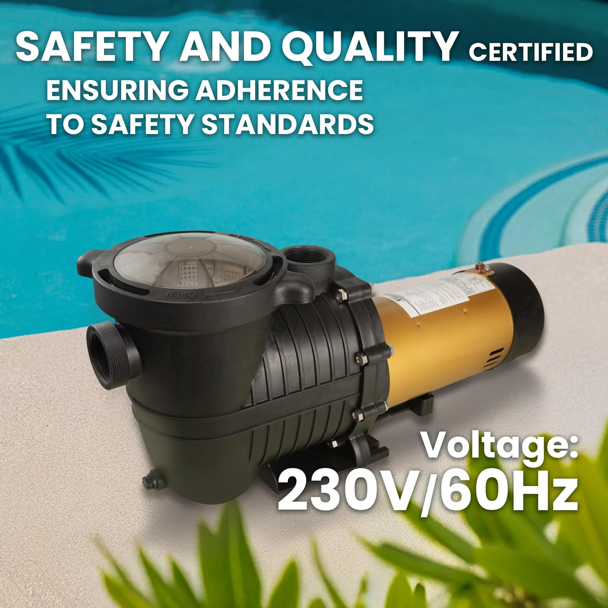 XtremepowerUS In-Ground Swimming Pool Pump Spa 1.75HP Dual Speed High Flow 5,280 GPH 1.5" NPT w/ Slip-On Fitting Included, Filter Basket, 230V - Image 4